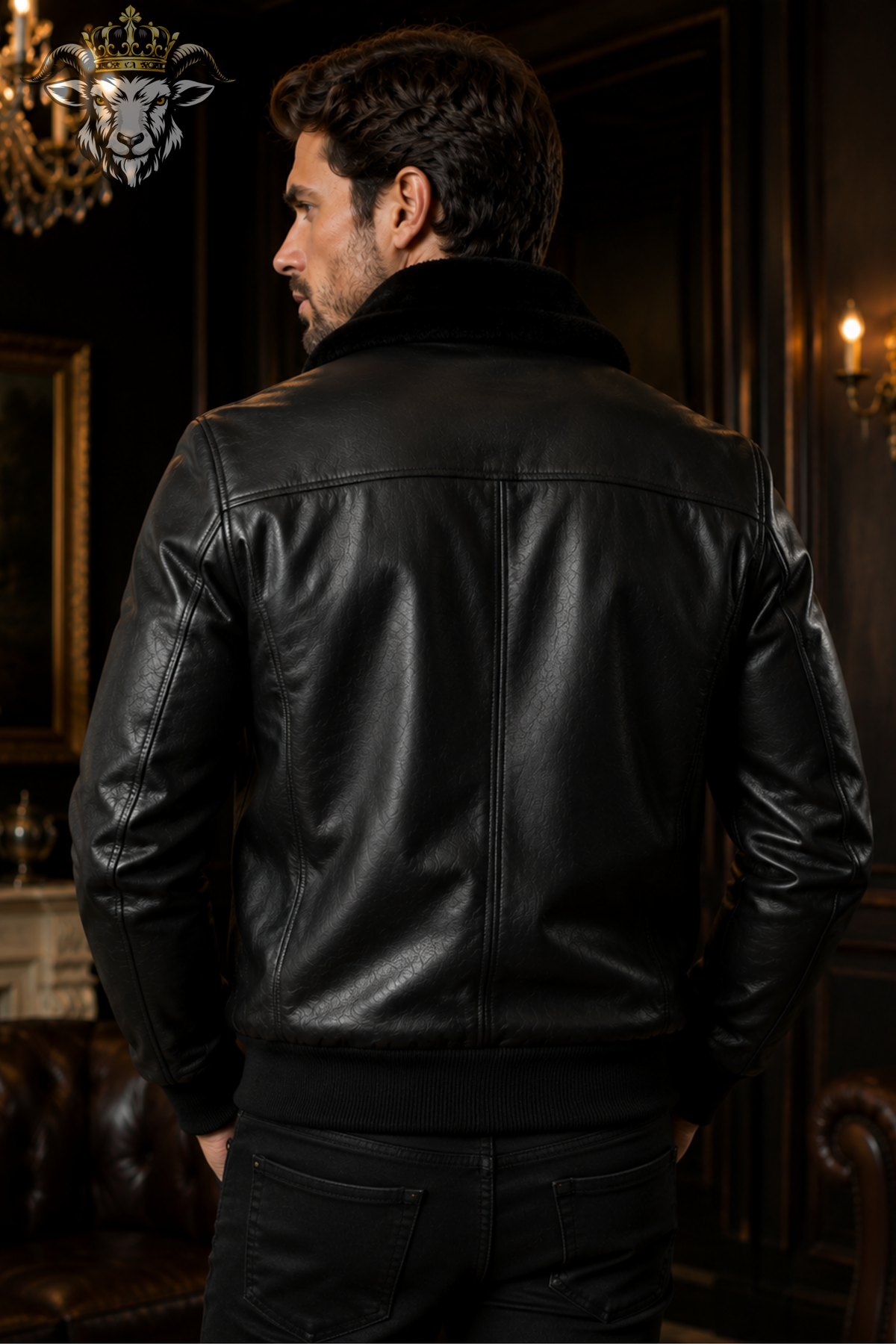 Men Black Leather Bomber Jacket, Real Leather Shearling Jacket, Faux Fur Lined Winter Coat, Luxury Motorcycle Style Zip Up Jacket