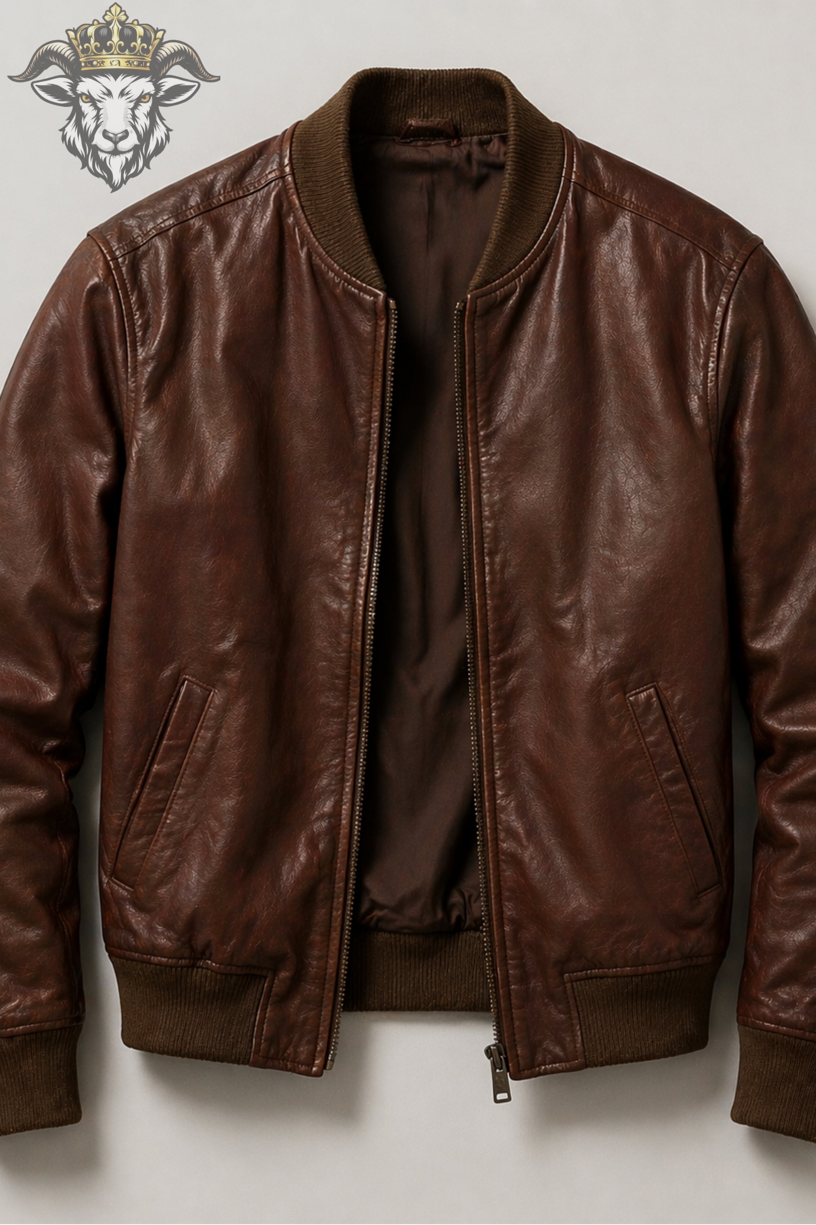 Men’s Brown Real Leather Bomber Jacket