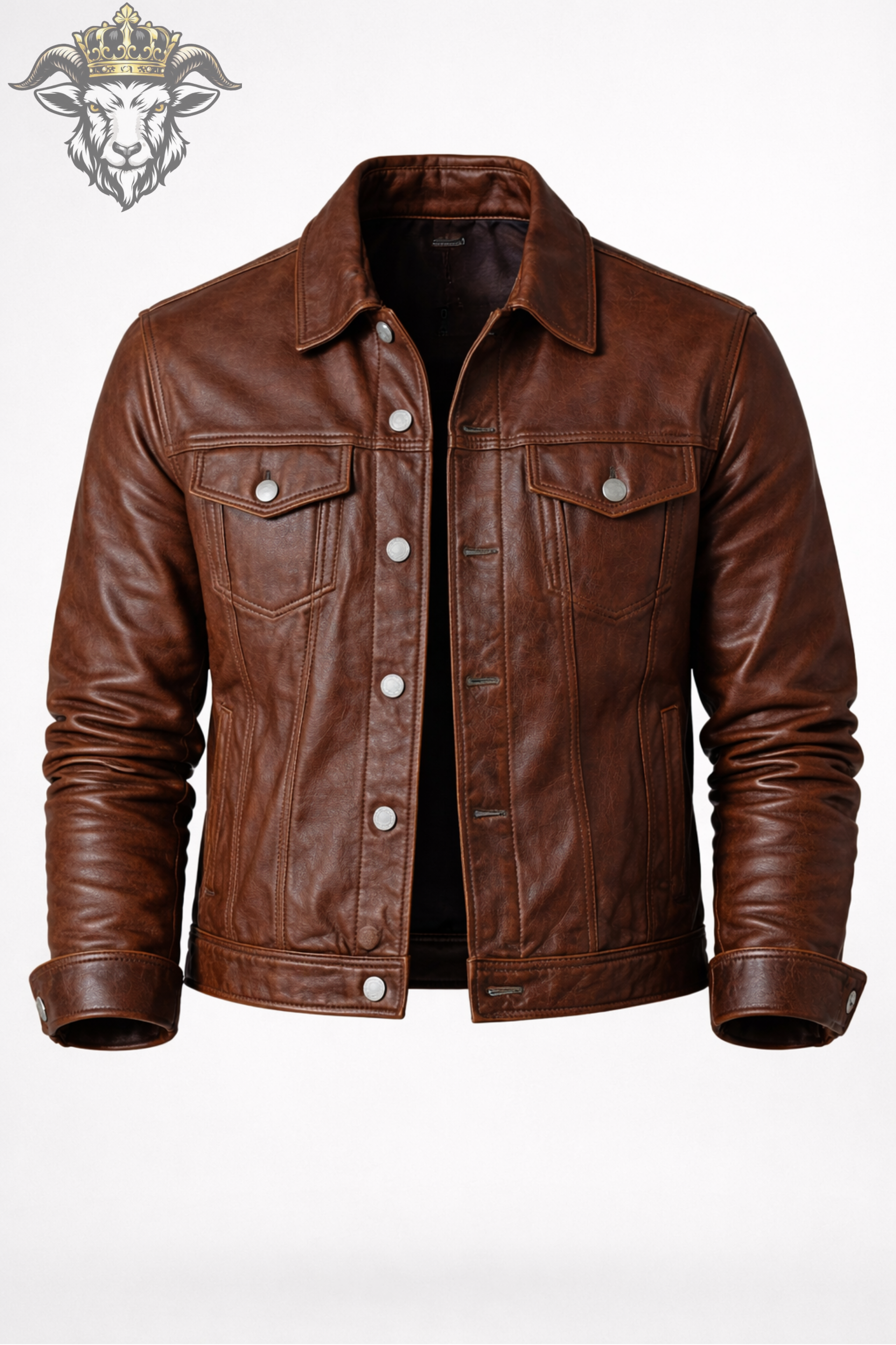 Men’s Brown Real Leather Trucker Jacket