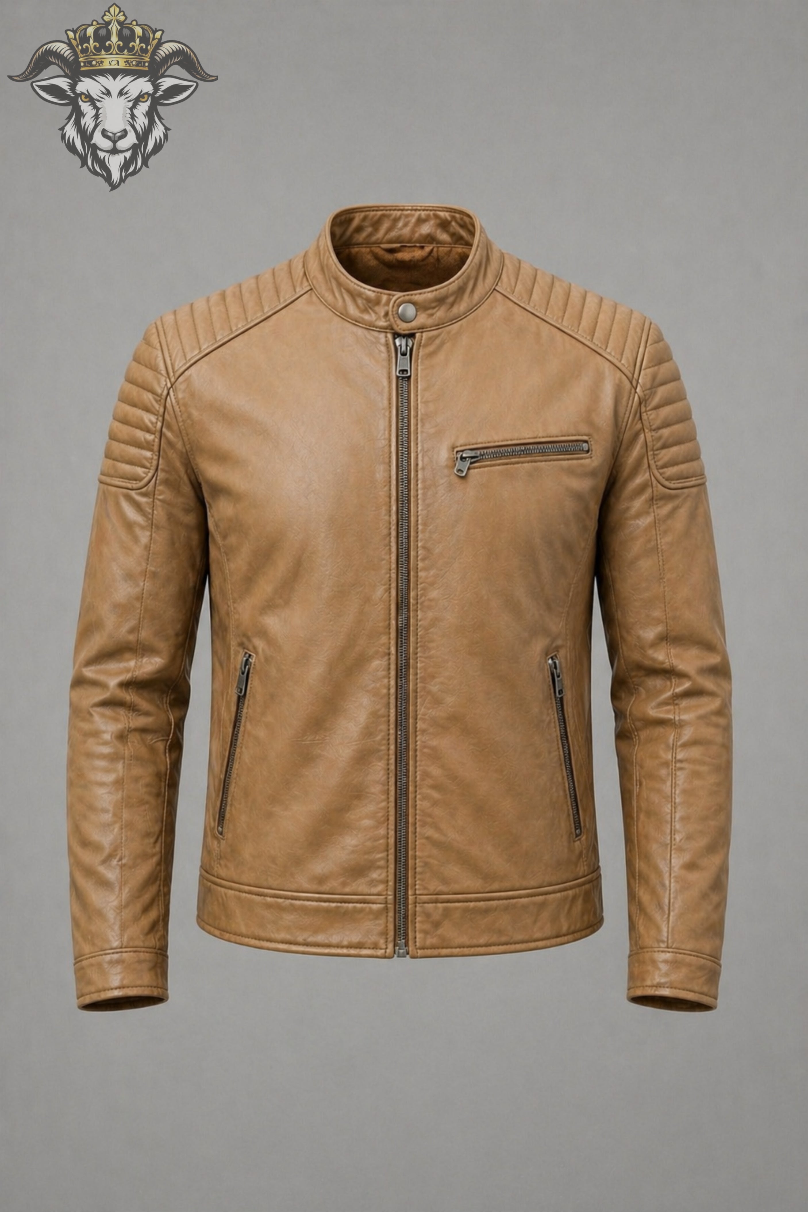 Men’s Tan Real Leather Roadster Jacket
