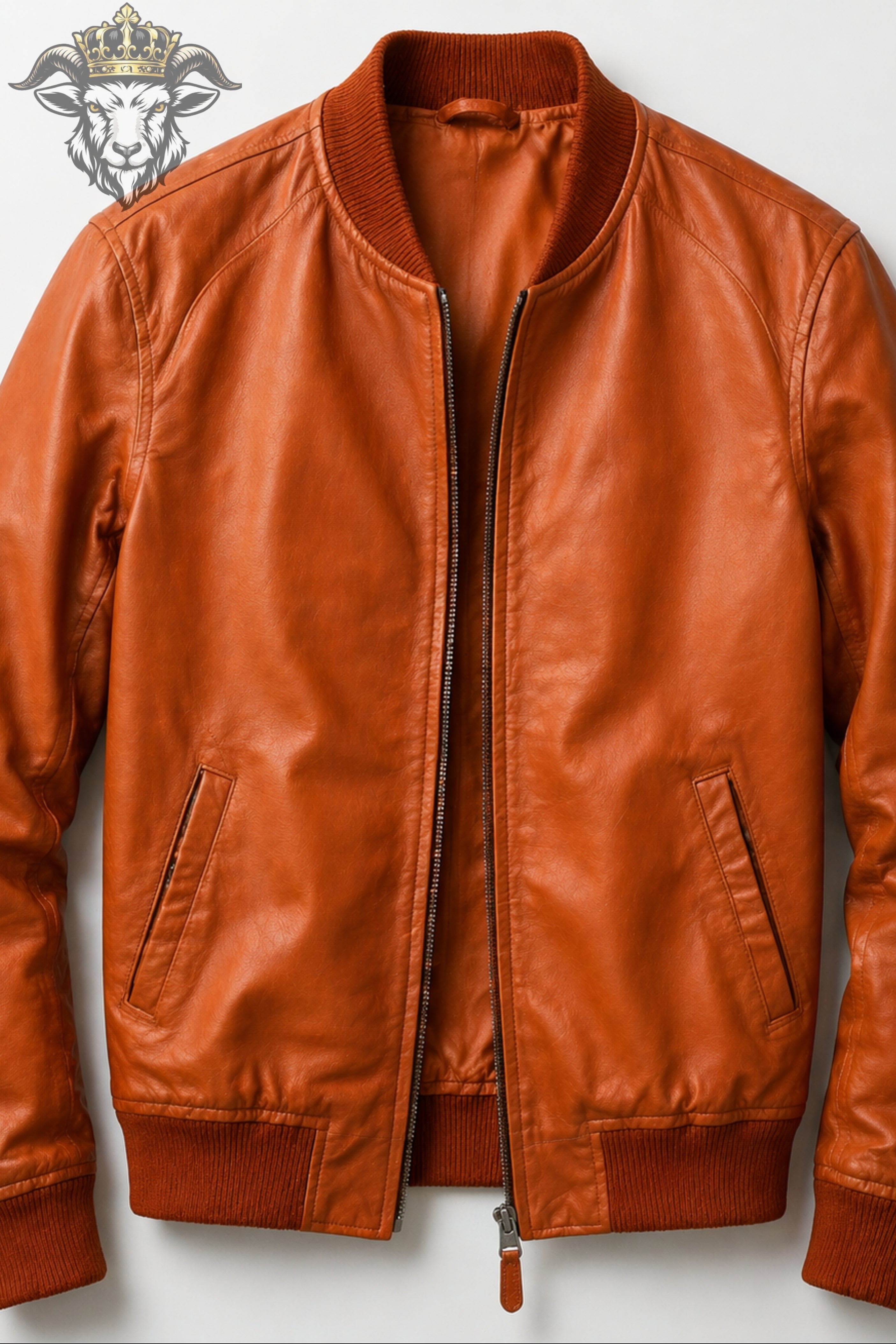 Men’s Burnt Orange Real Leather Bomber Jacket
