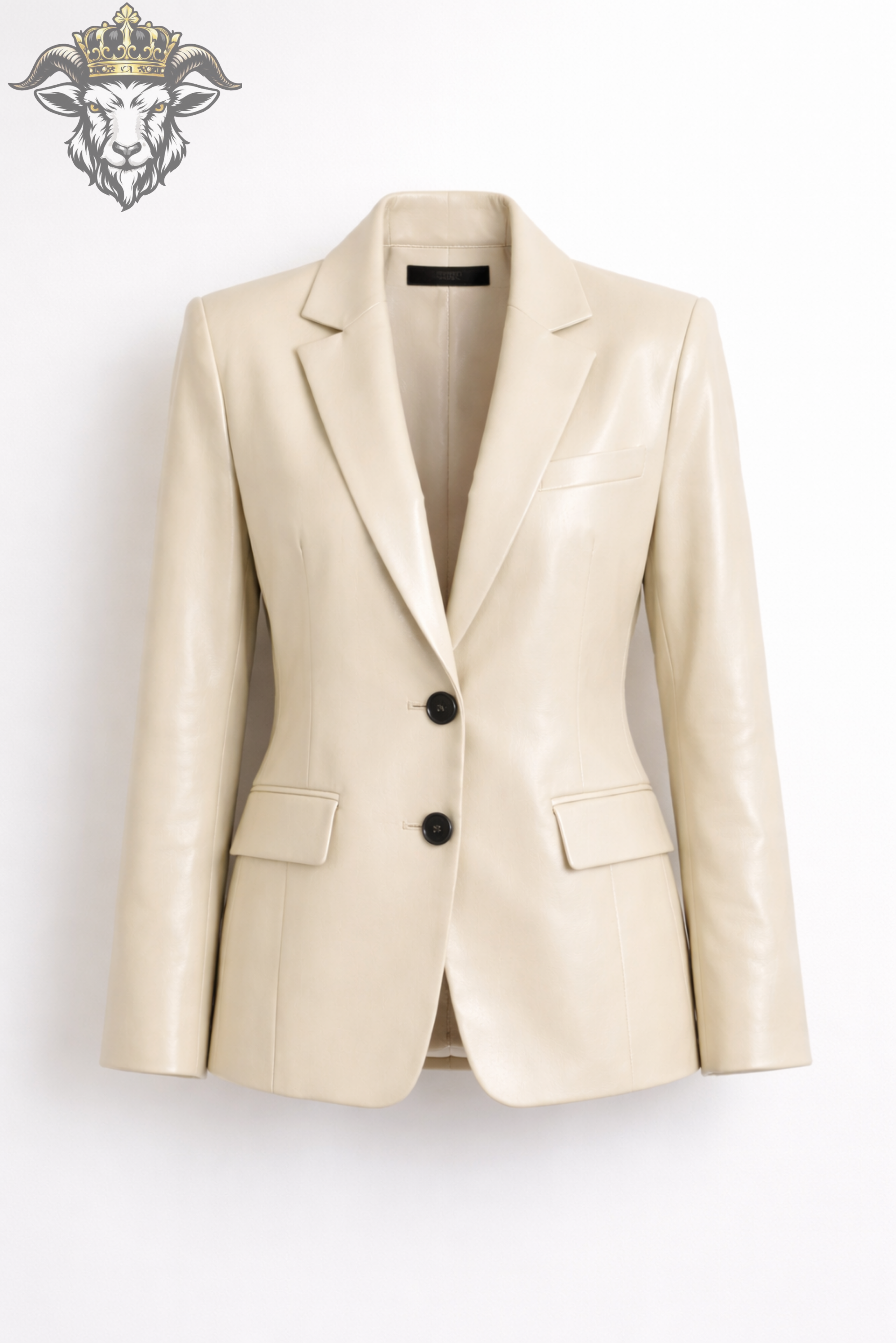 Women’s Cream Real Leather Blazer – Premium Tailored Fit Jacket | Elegant Minimalist Fashion Blazer