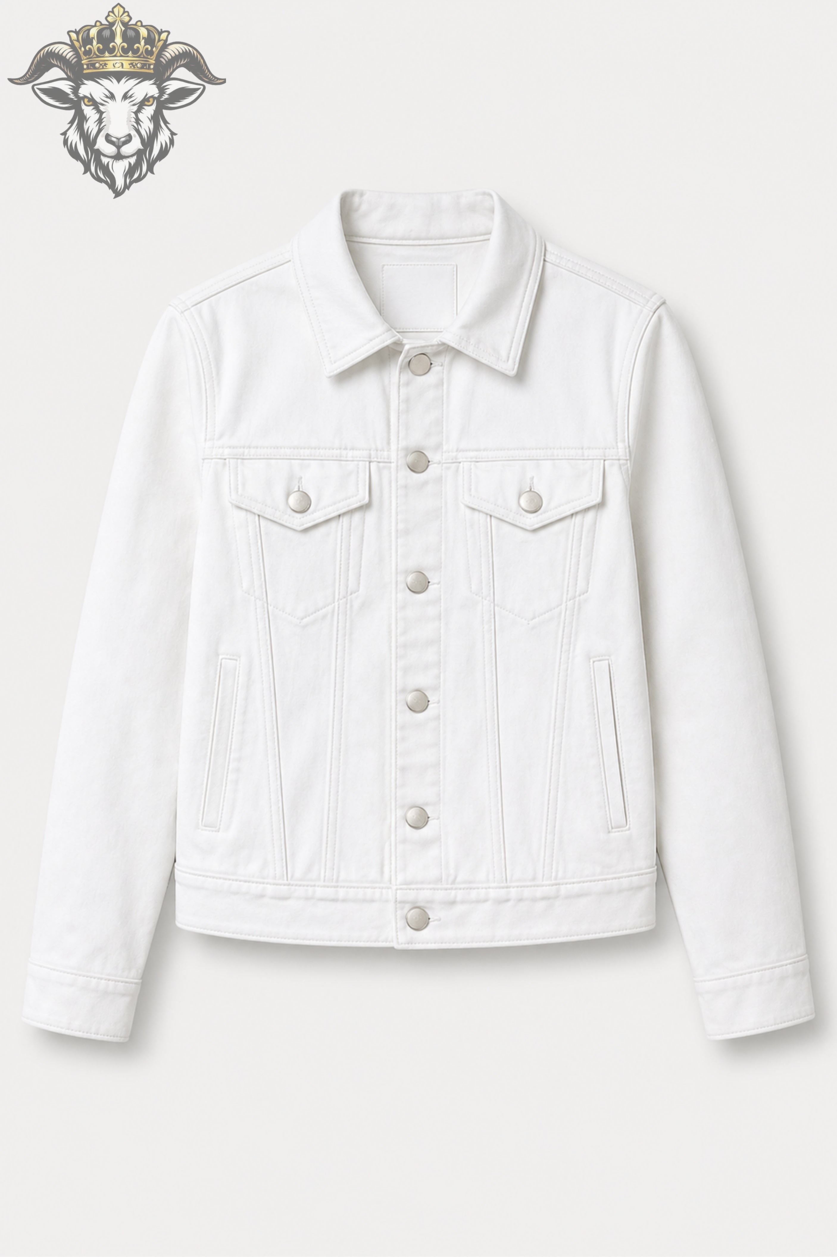 Women’s White Real Leather Trucker Jacket