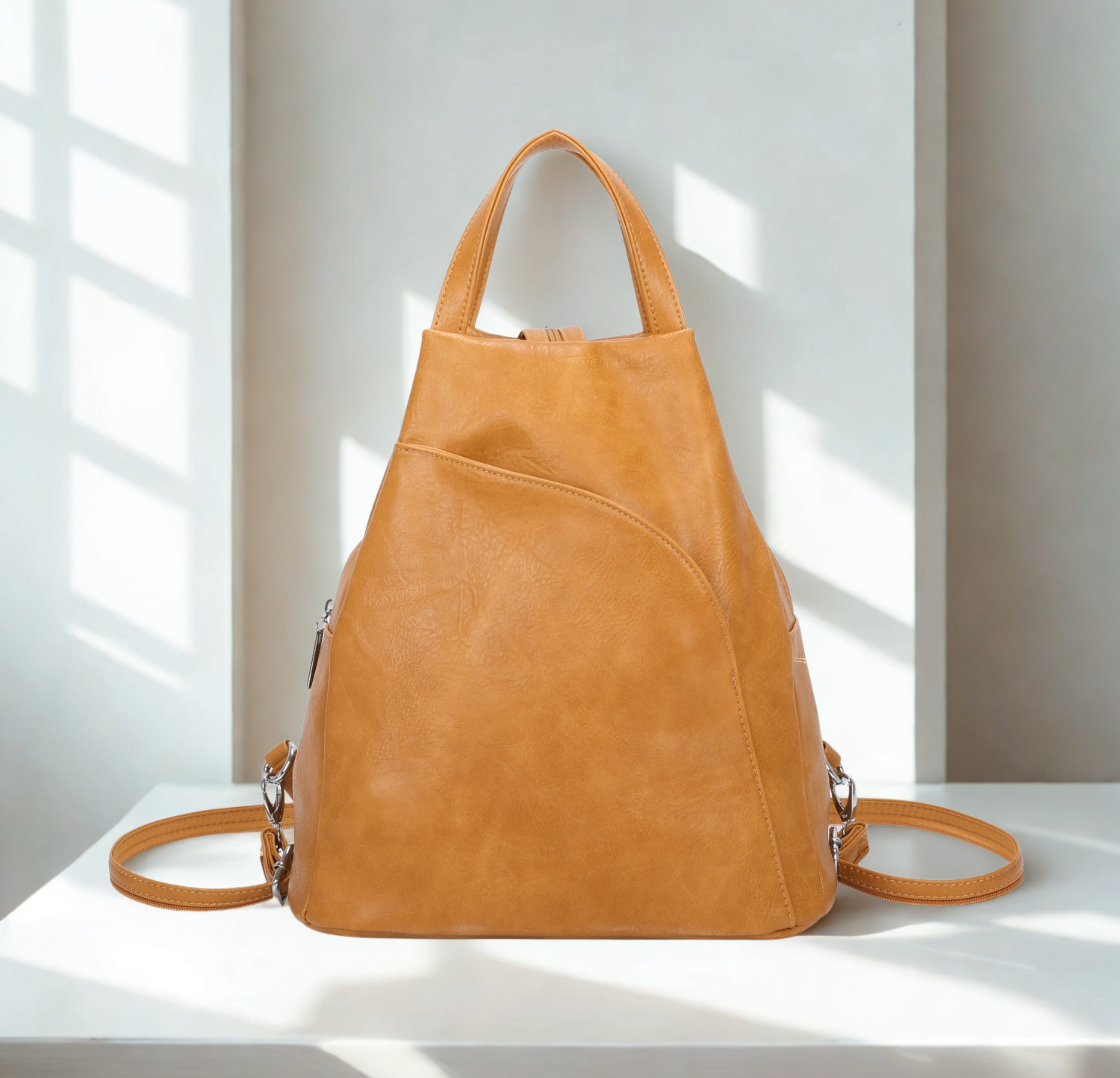 Large Synthetic Leather Backpack Women | Travel Work Laptop Backpack