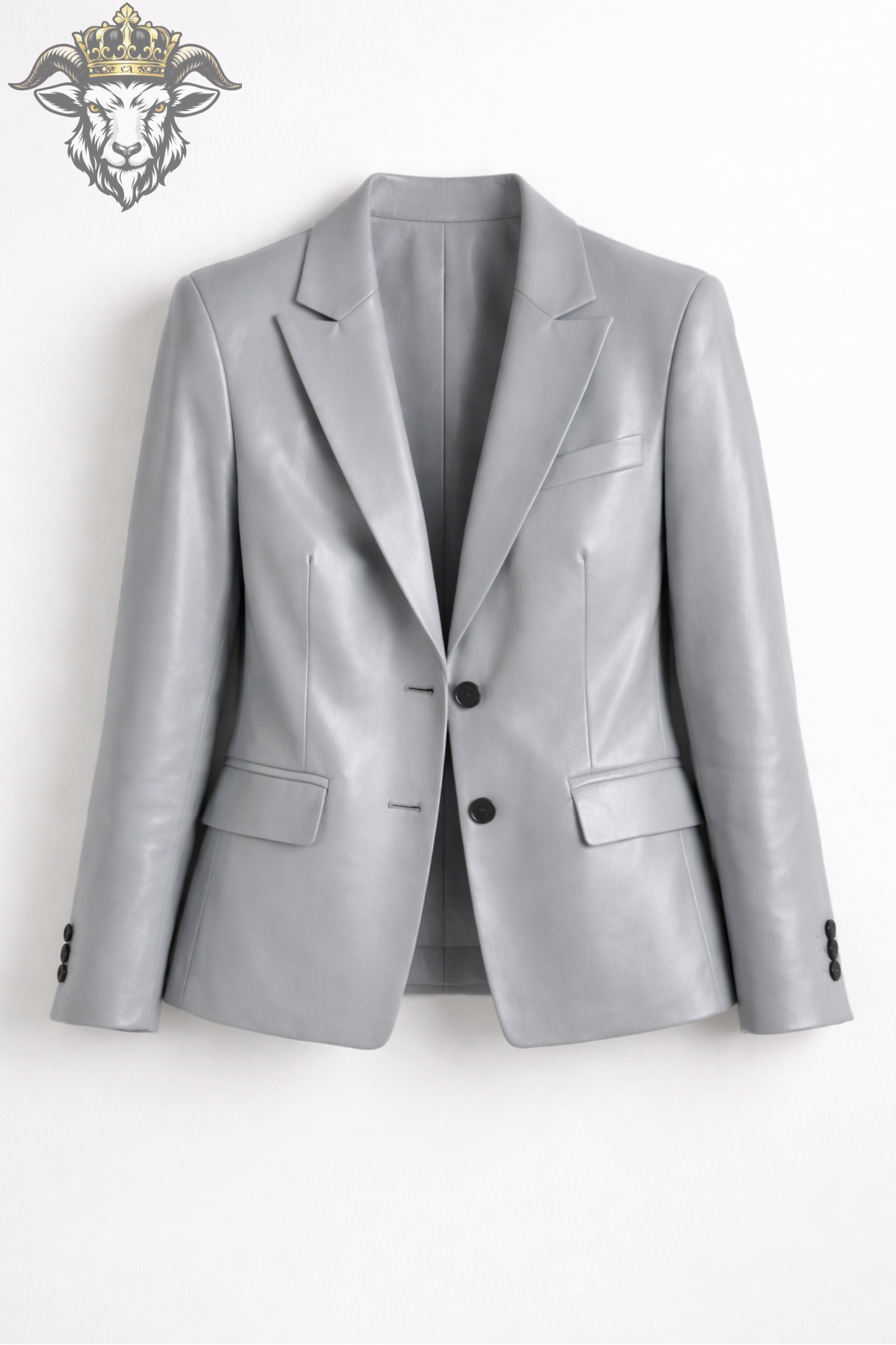 Light Grey Real Leather Blazer for Women – Premium Tailored, Elegant Modern Fit