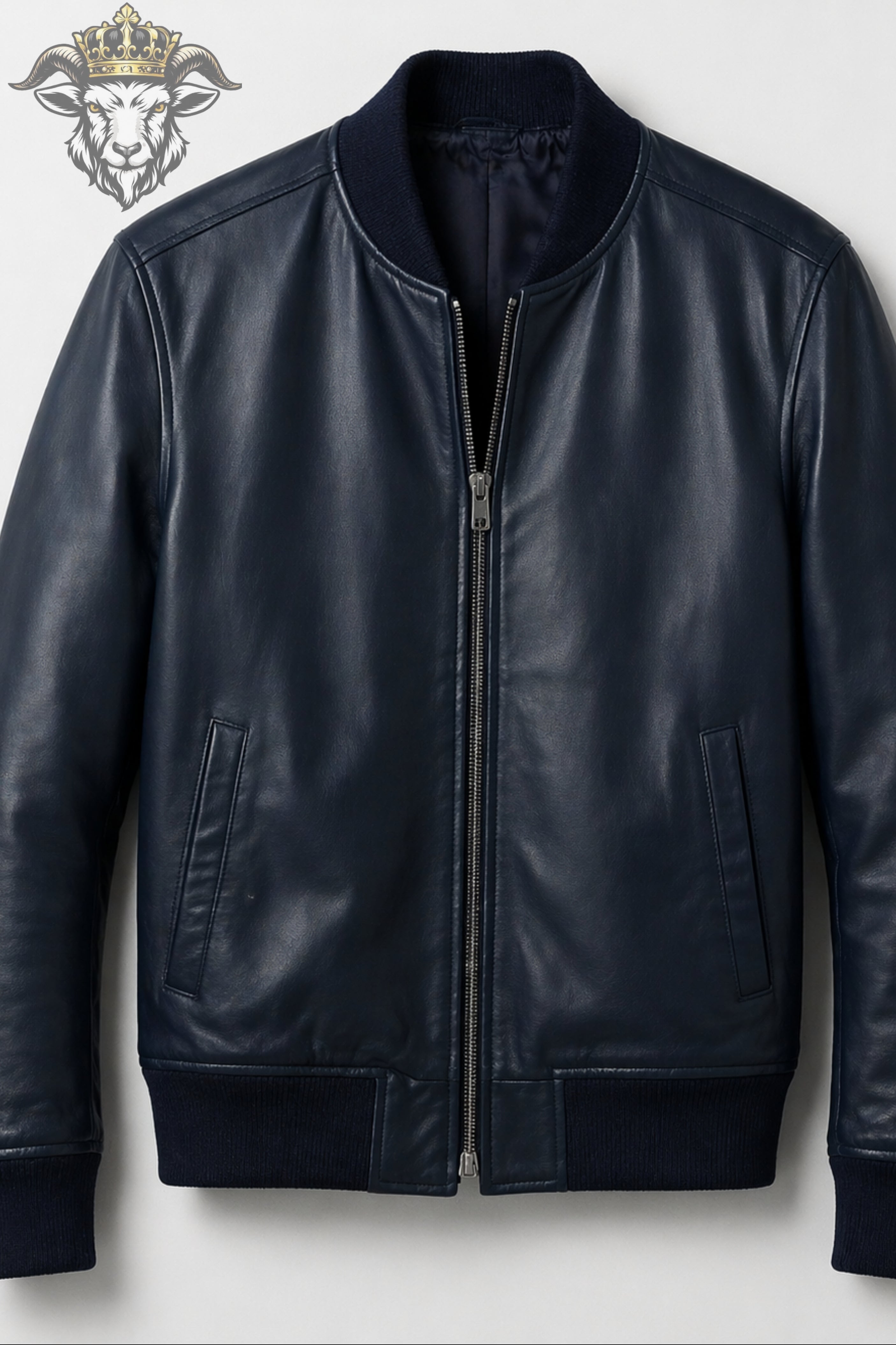 Men’s Indigo Real Leather Bomber Jacket