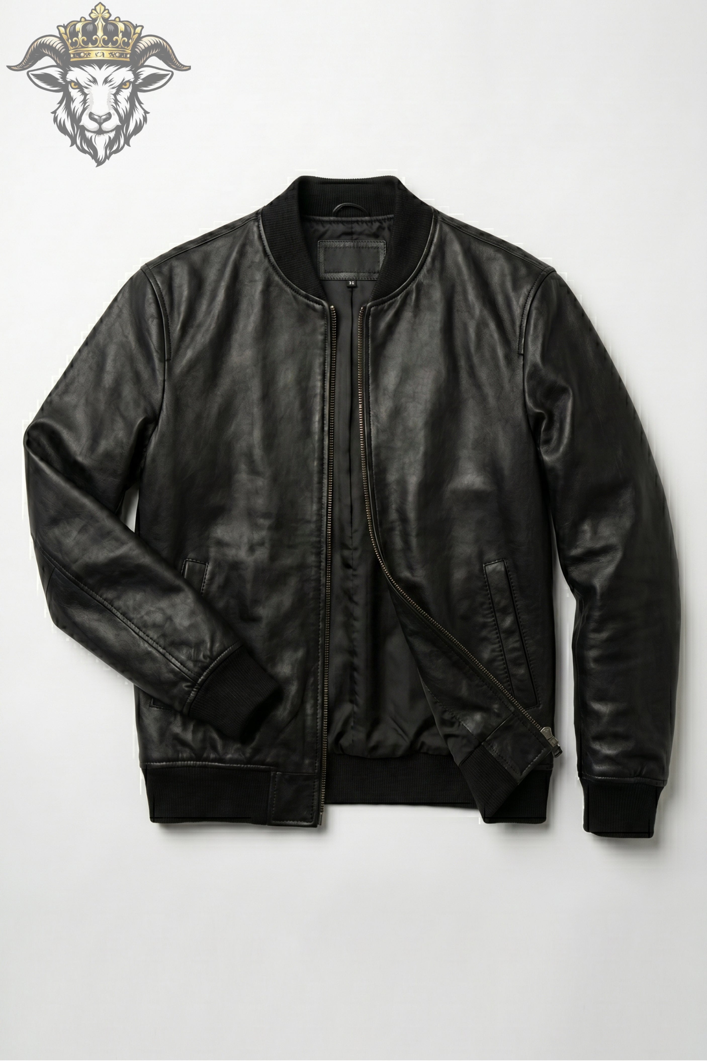 Men’s Black Real Leather Bomber Jacket