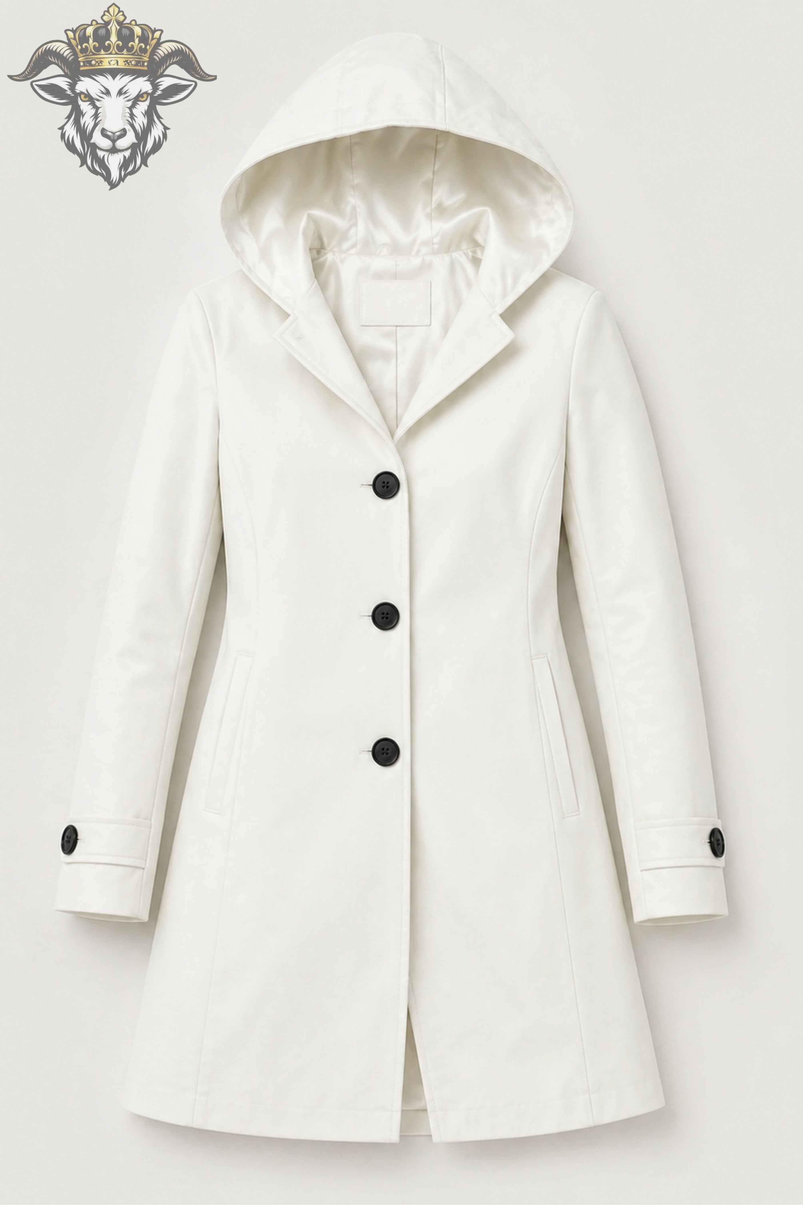 Women’s White Real Leather Hooded Coat