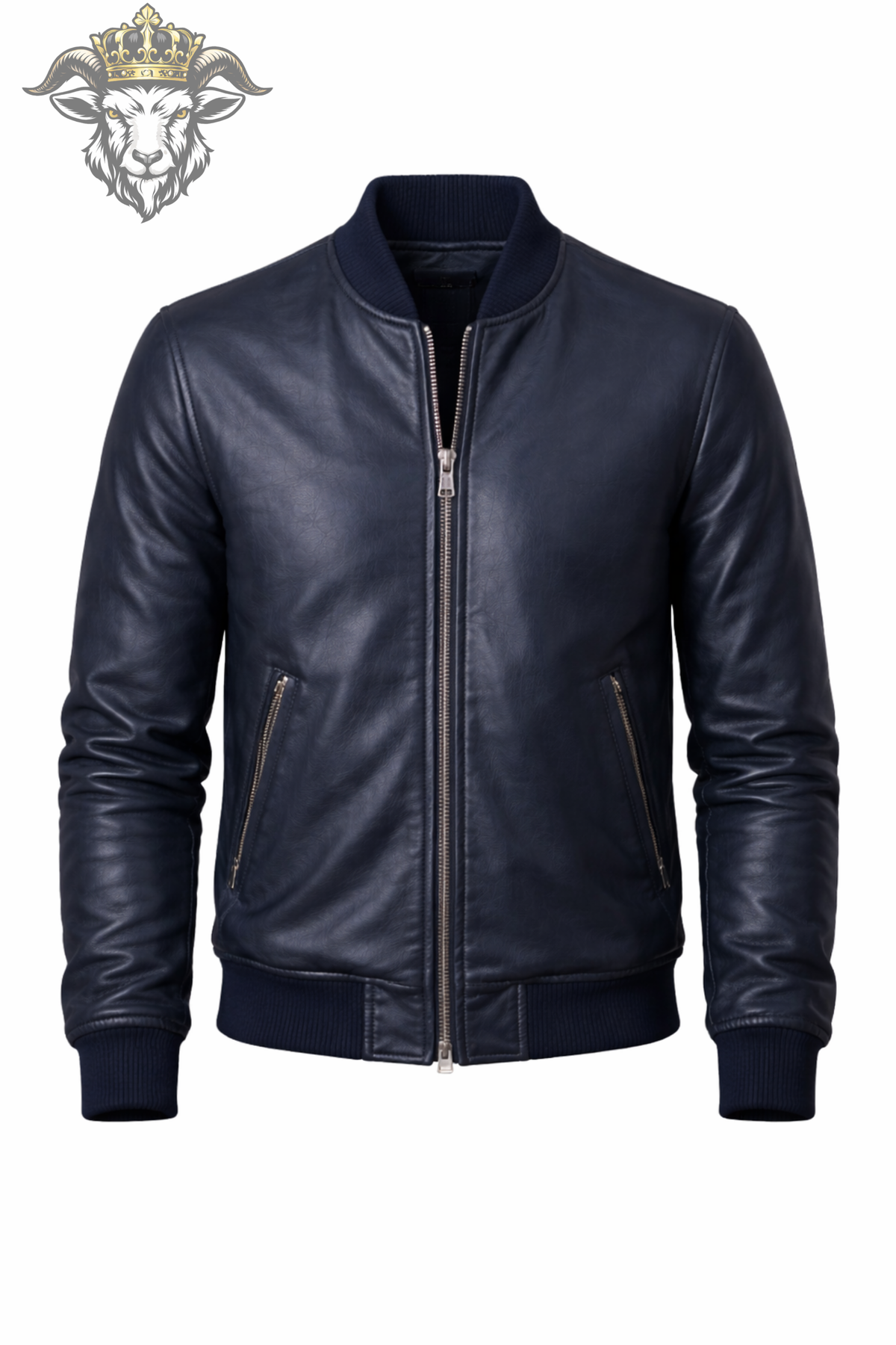 Men's Dark Navy Bomber Jacket, Classic Zip Front Flight Jacket, Ribbed Cuffs and Collar, Minimalist Blue Casual Outerwear