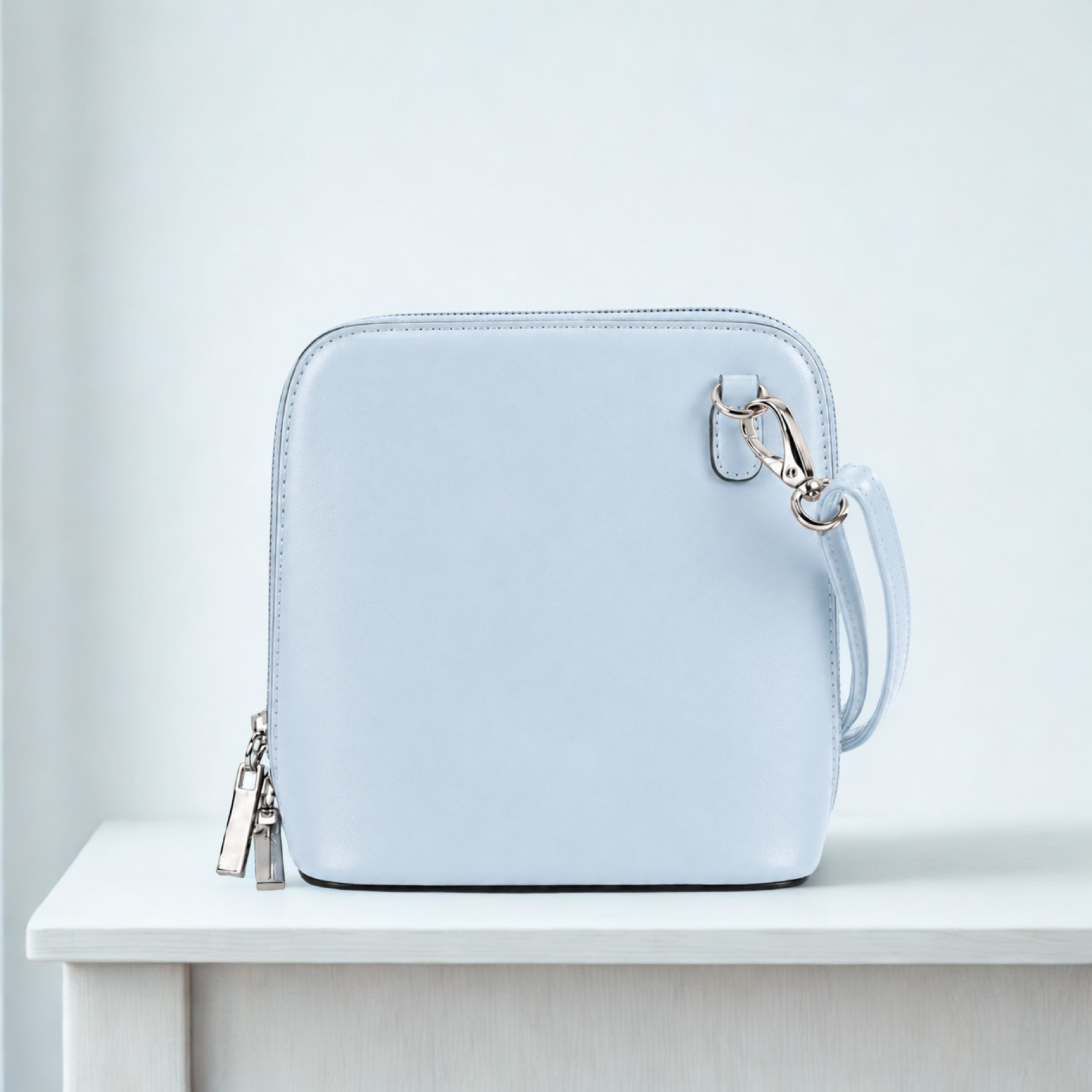 Women’s Plain Colour Crossbody Bag – Small Zip Top Shoulder Handbag