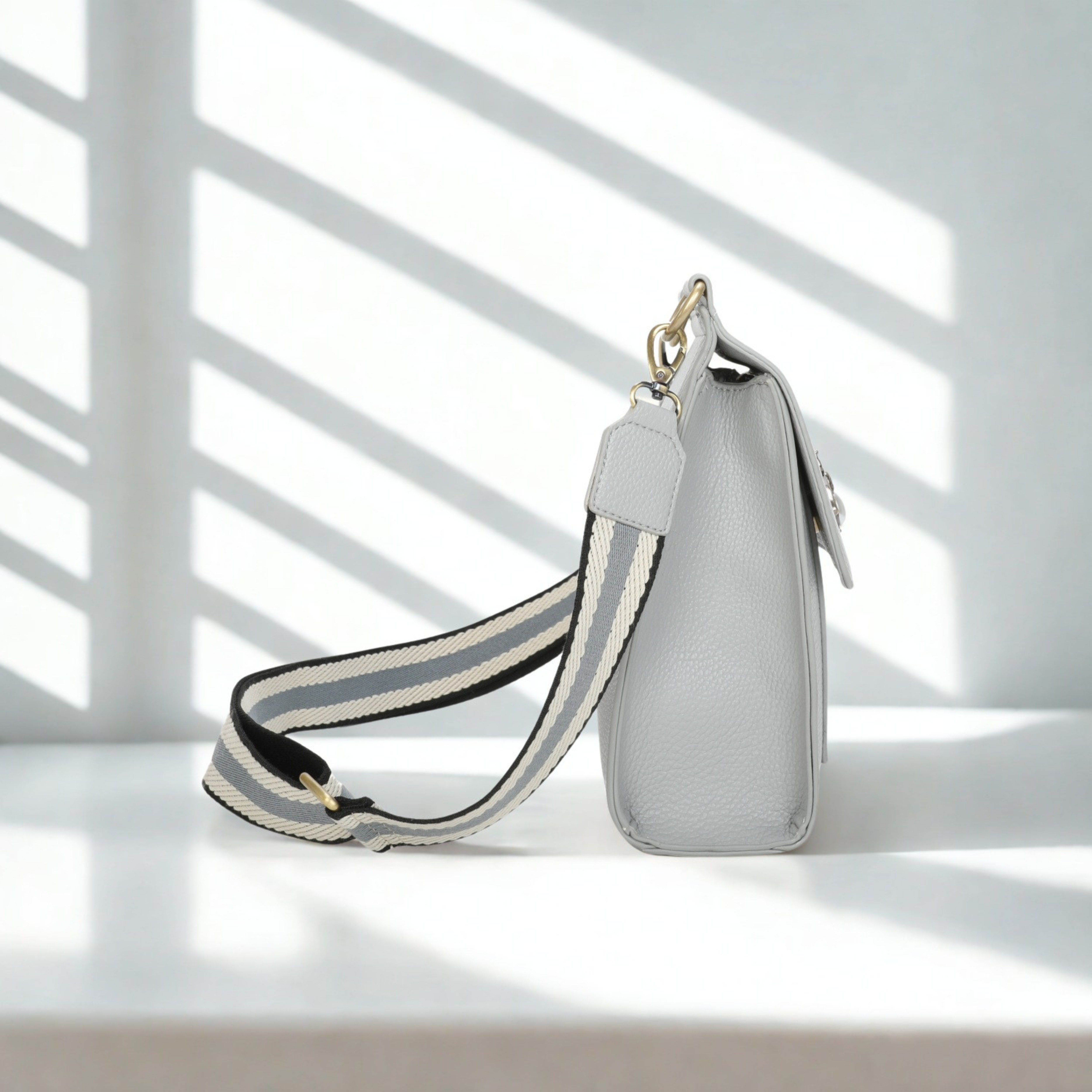 Women’s Bee Crossbody Bag with Pearl Detail, Flap Magdot Closure & Detachable Strap