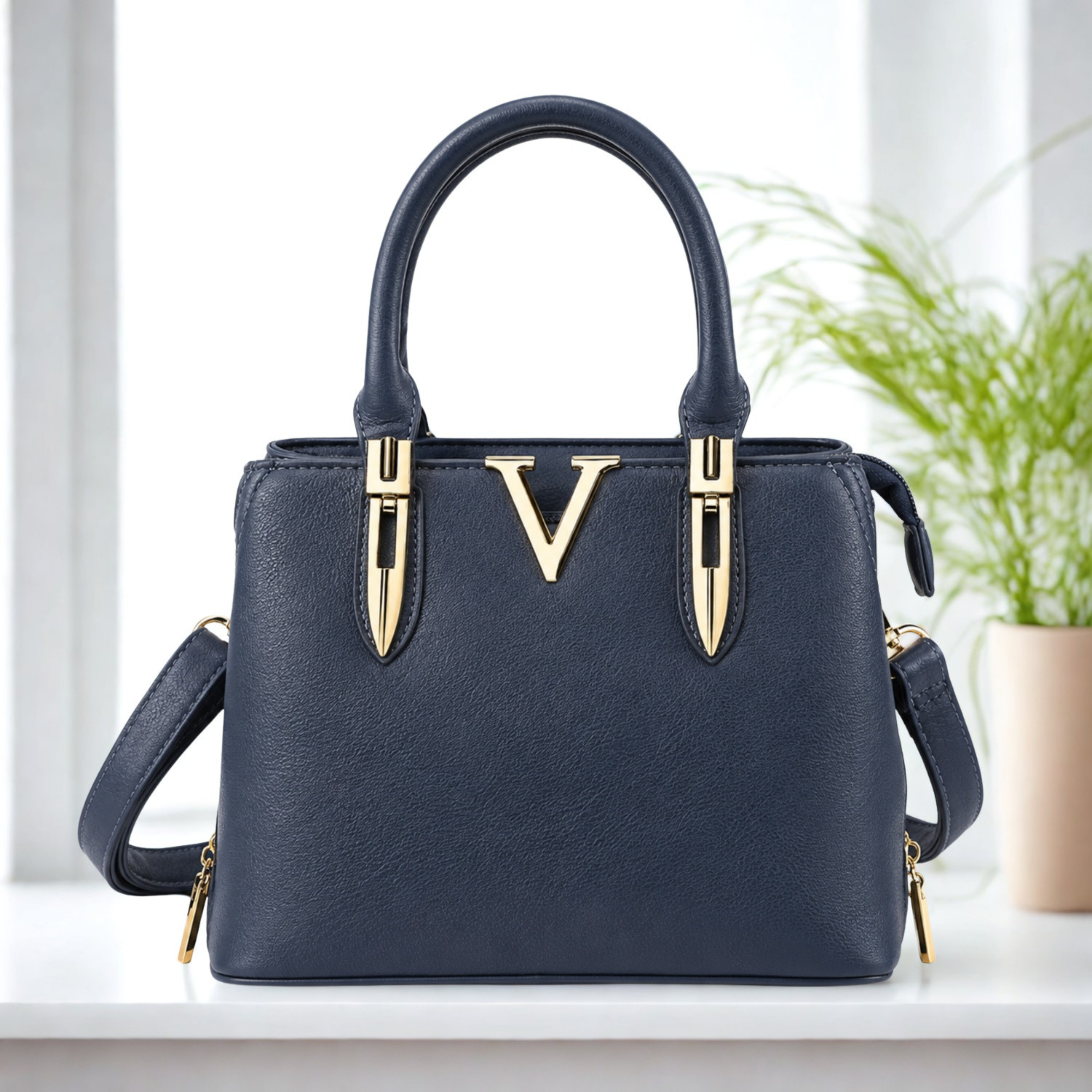 Women’s Structured Grab Handbag Crossbody Shoulder Bag with Gold Hardware – 5 Colours