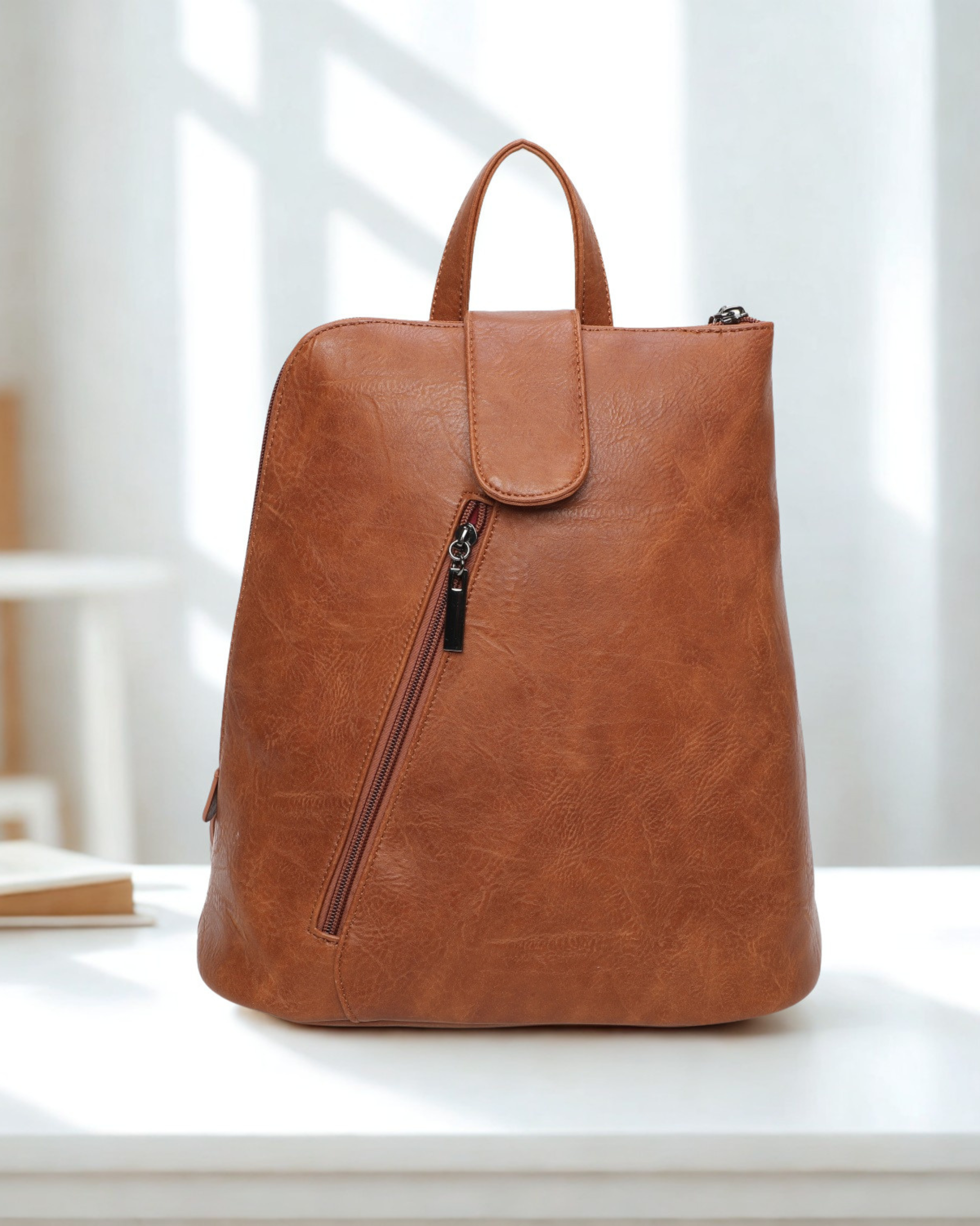 Women’s Synthetic Leather Backpack Handbag 2-in-1 Convertible Bag – Top Zip Closure, Multi-Pocket Travel Daypack with Adjustable Straps