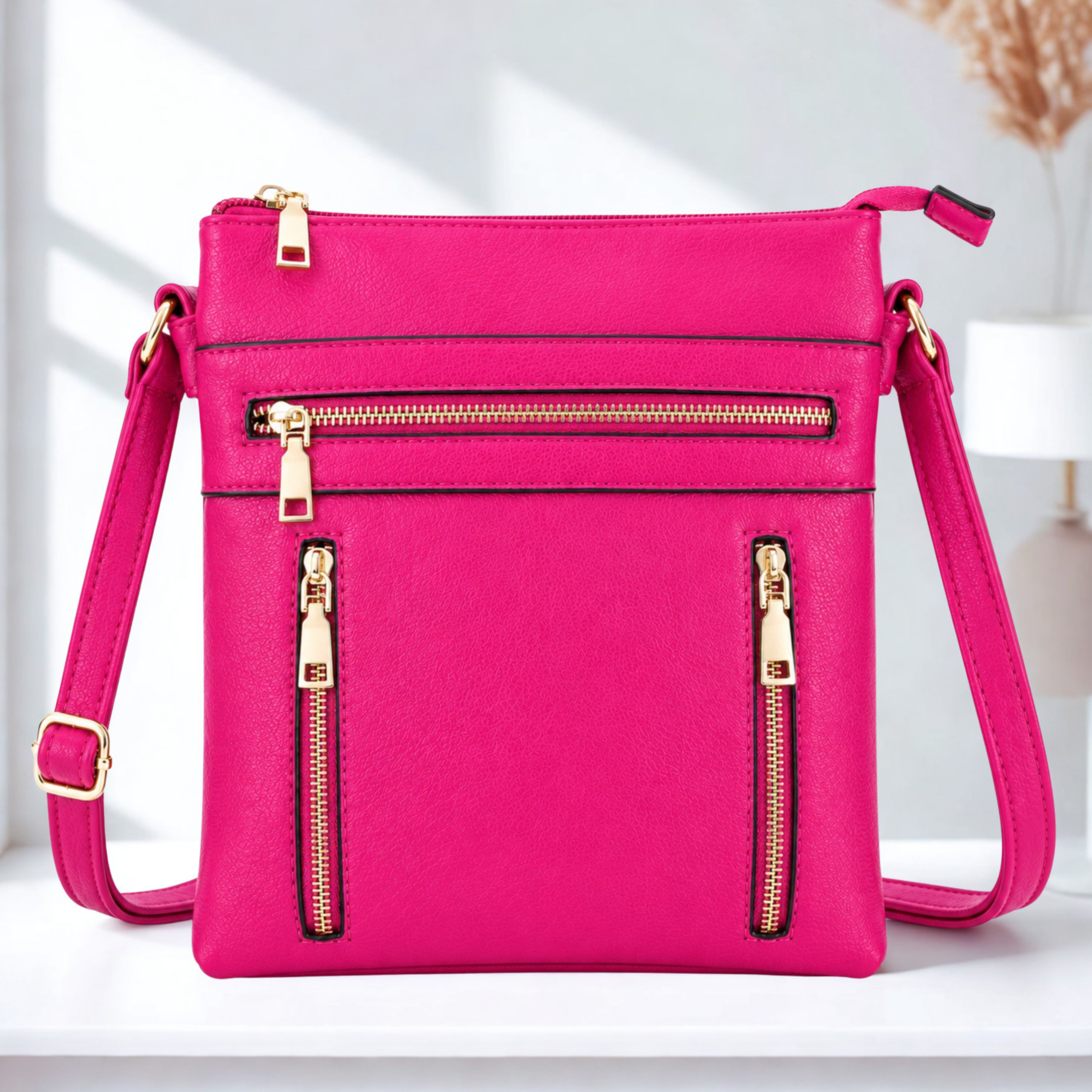 Women’s Multi Pocket Crossbody Bag Adjustable Strap Zip Shoulder Handbag
