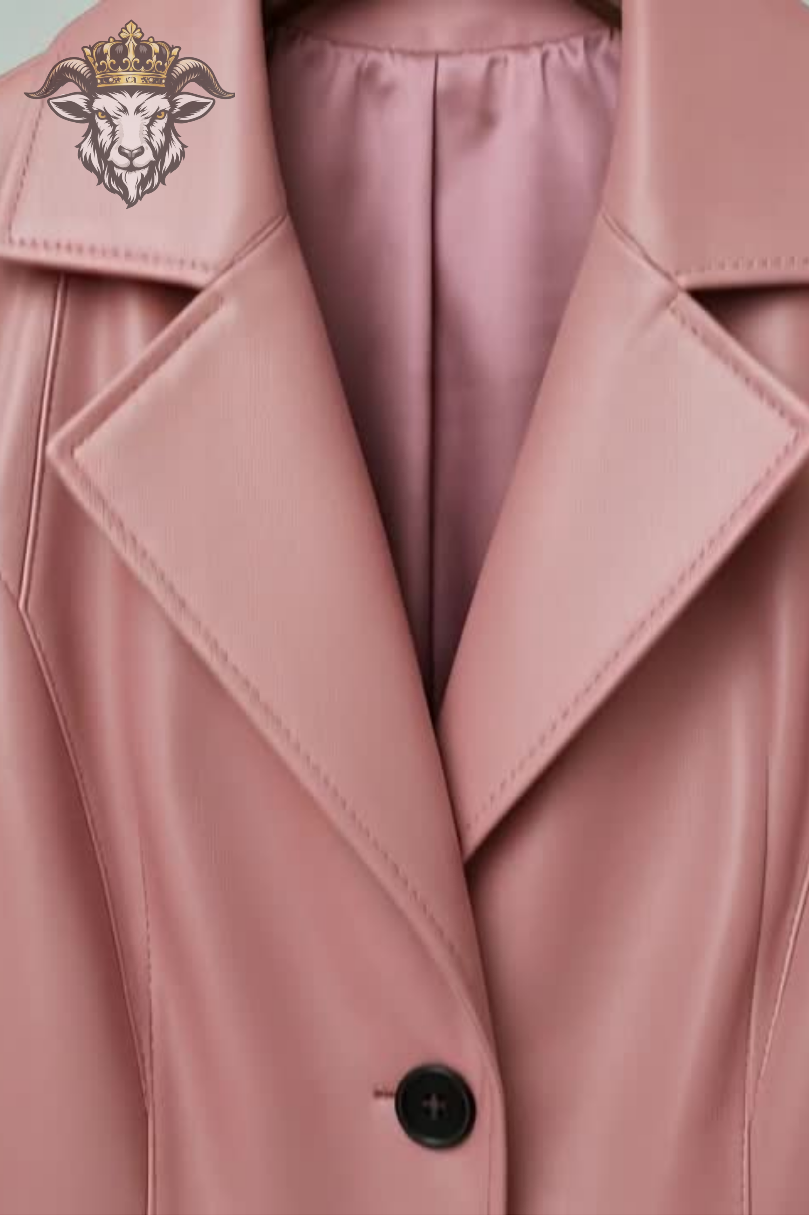 Women’s Pink Real Leather Knee-Length Coat