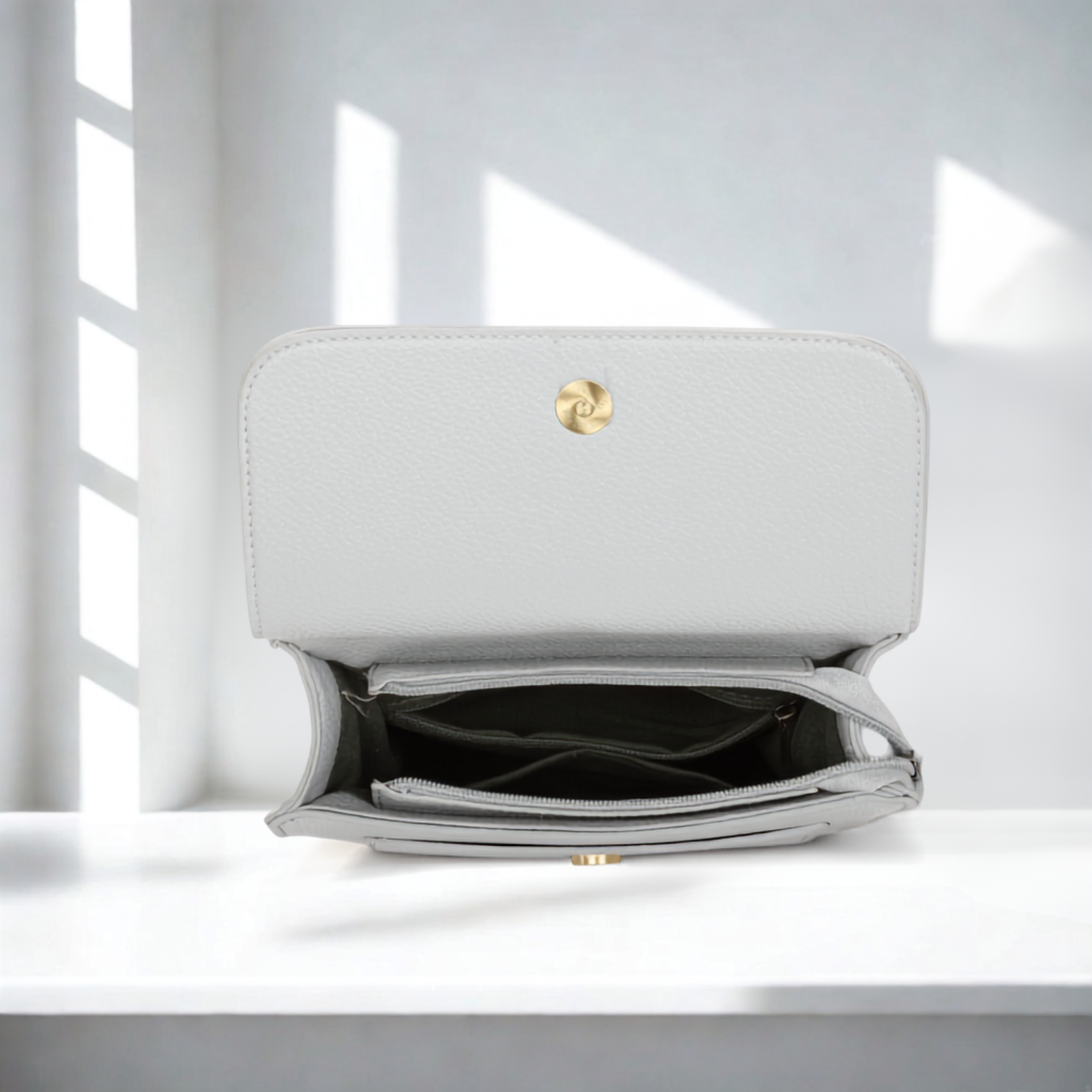 Women’s Bee Crossbody Bag with Pearl Detail, Flap Magdot Closure & Detachable Strap