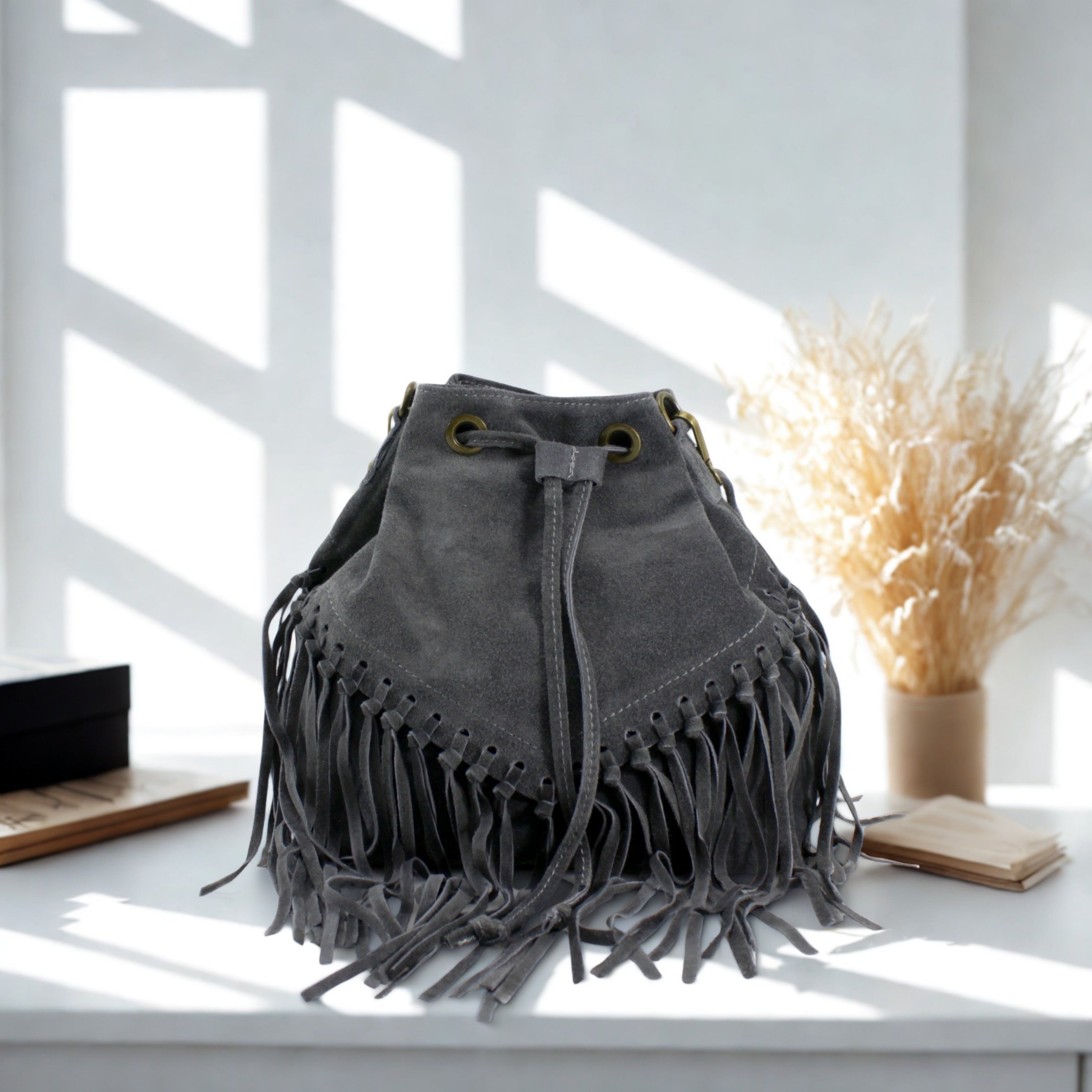 Italian Real Suede Bucket Bag