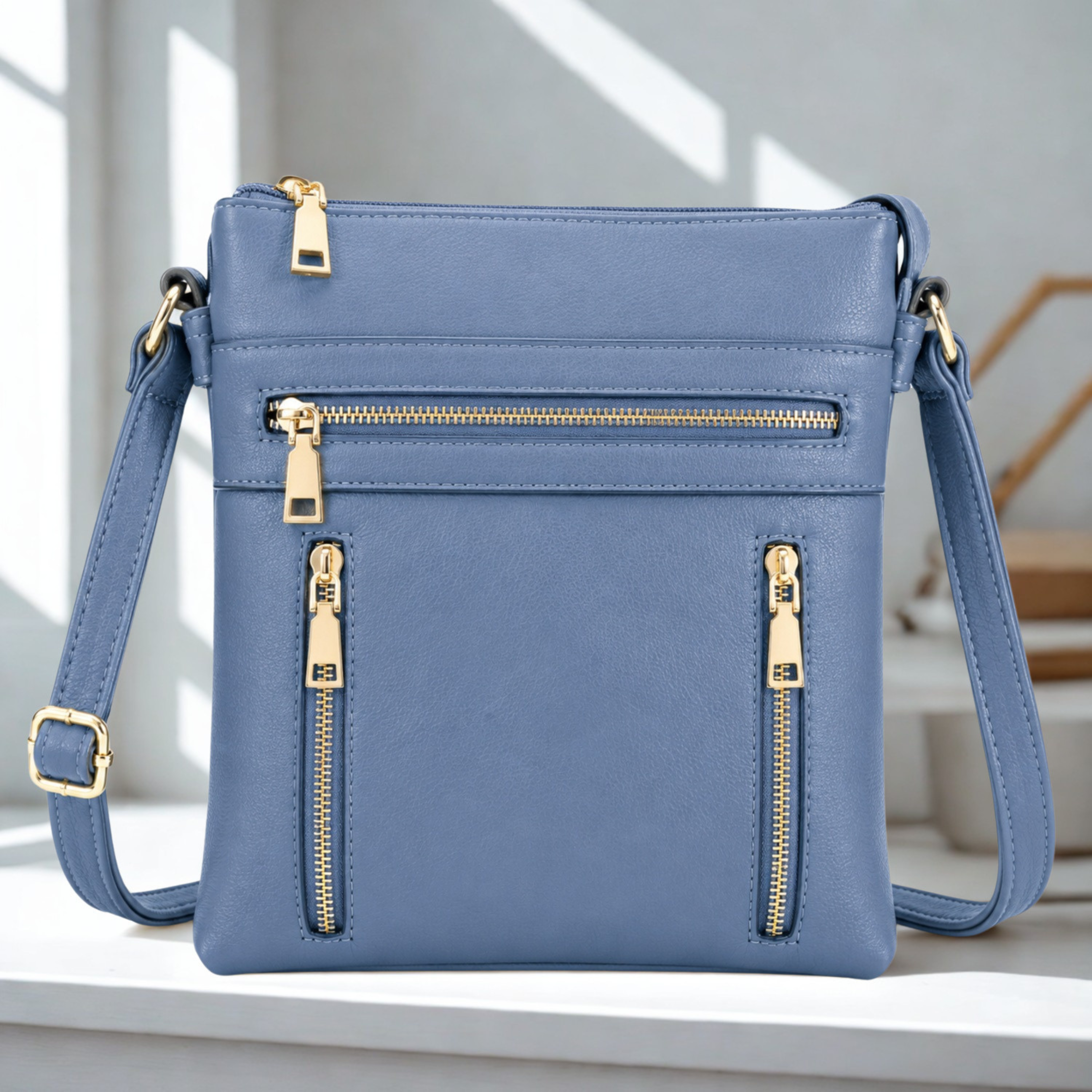 Women’s Multi Pocket Crossbody Bag Adjustable Strap Zip Shoulder Handbag