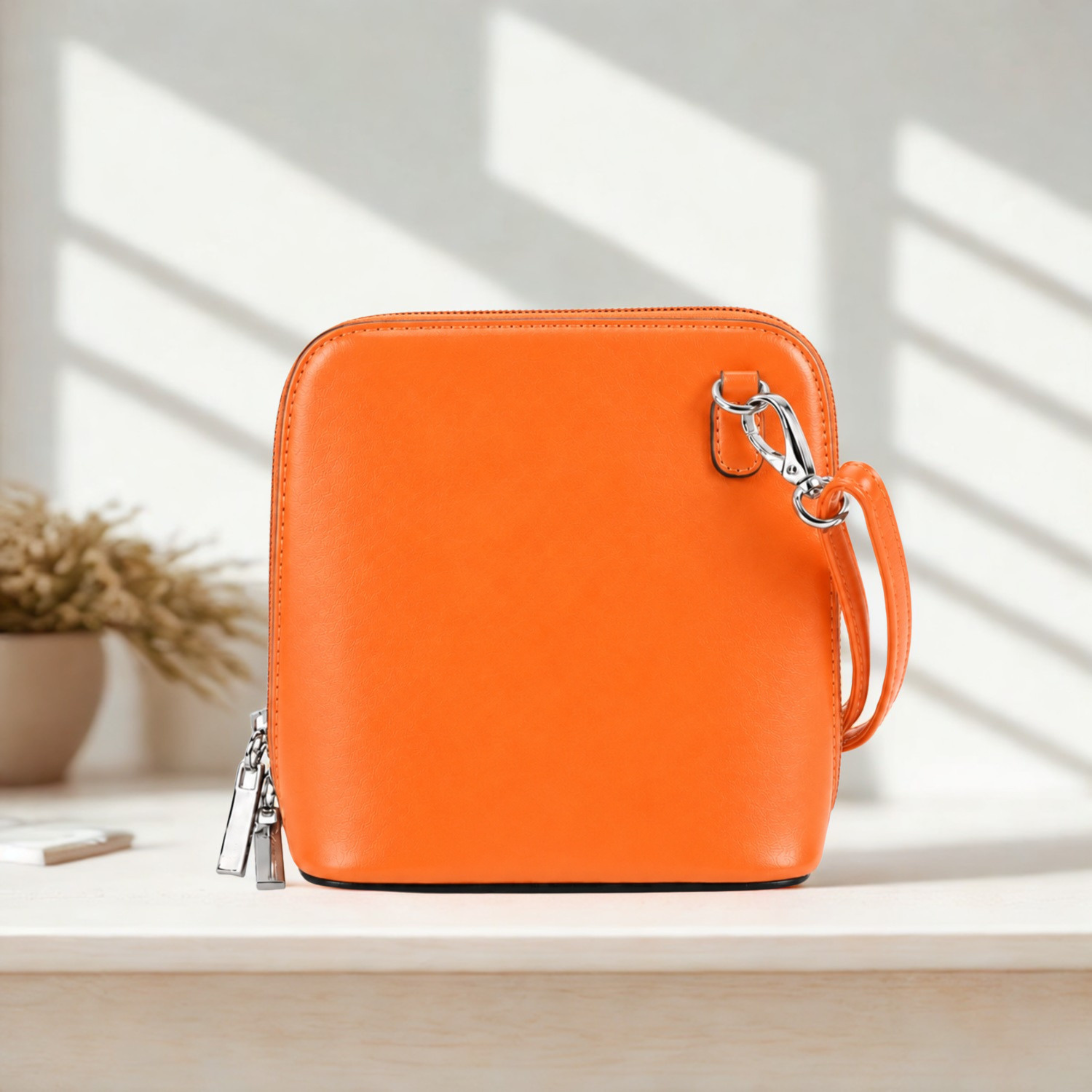 Women’s Plain Colour Crossbody Bag – Small Zip Top Shoulder Handbag