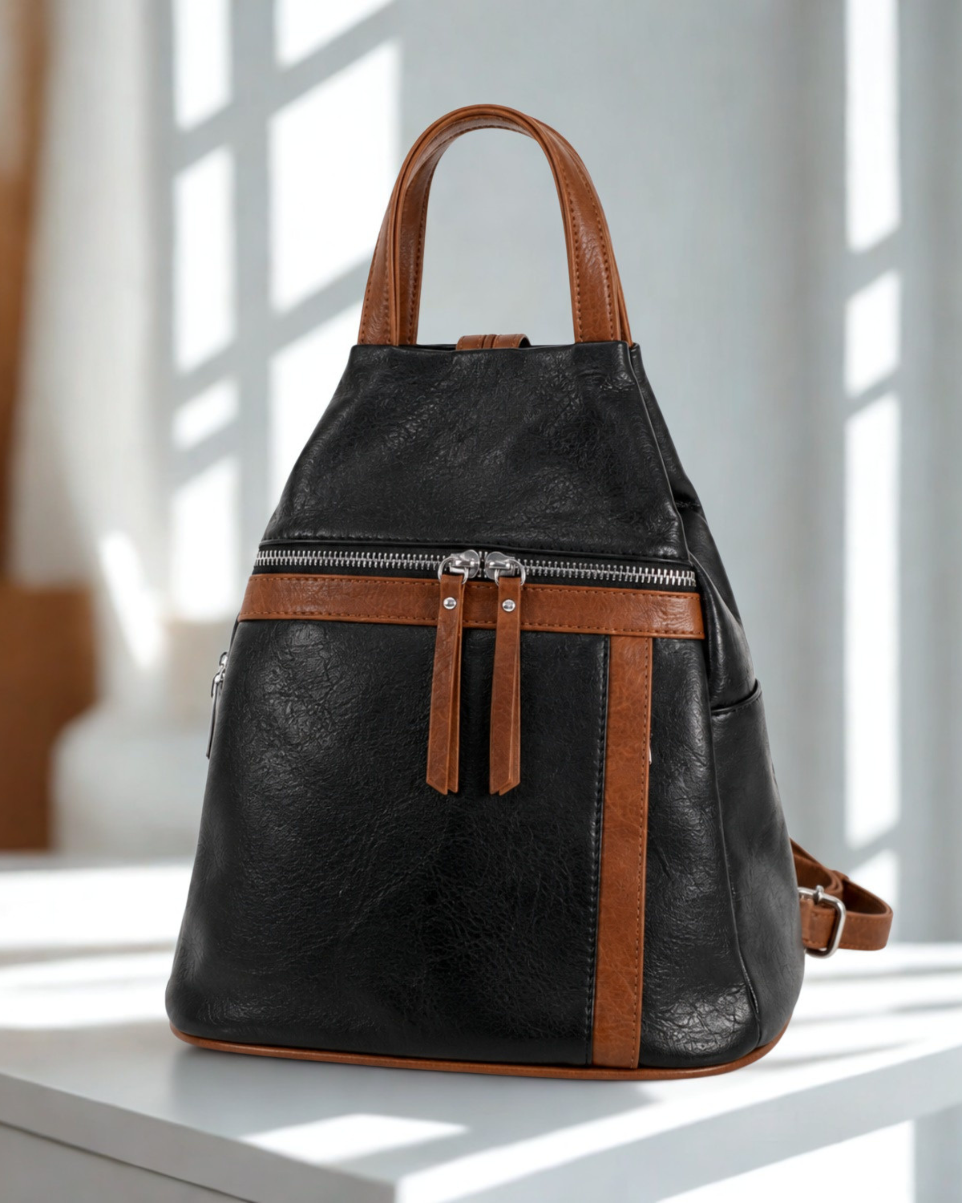 Womens Backpack Handbag Ladies Synthetic Rucksack Shoulder Bag Zip Pockets