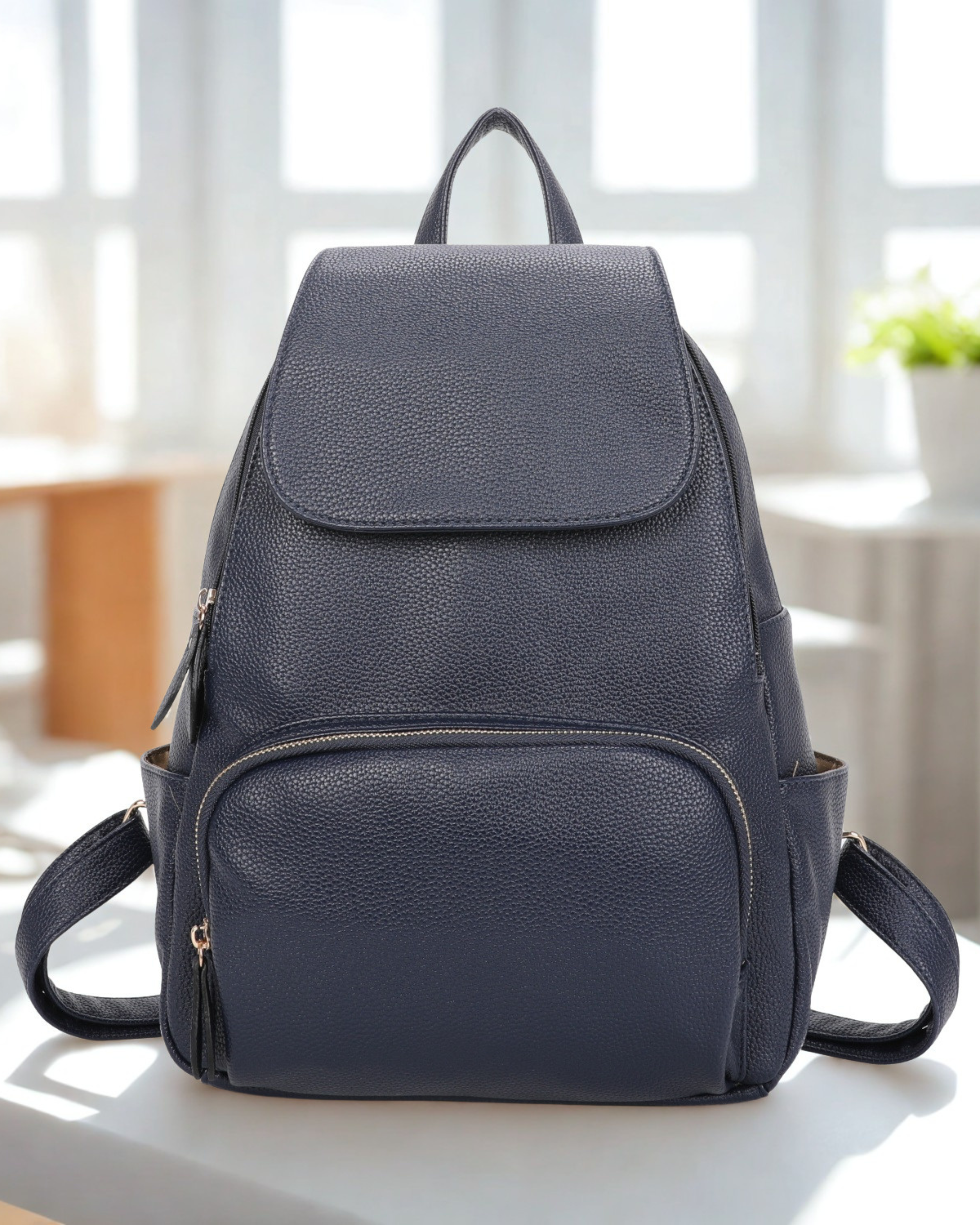 Men's Synthetic Leather Backpack Rucksack Bag – Flap Over Magnetic Closure