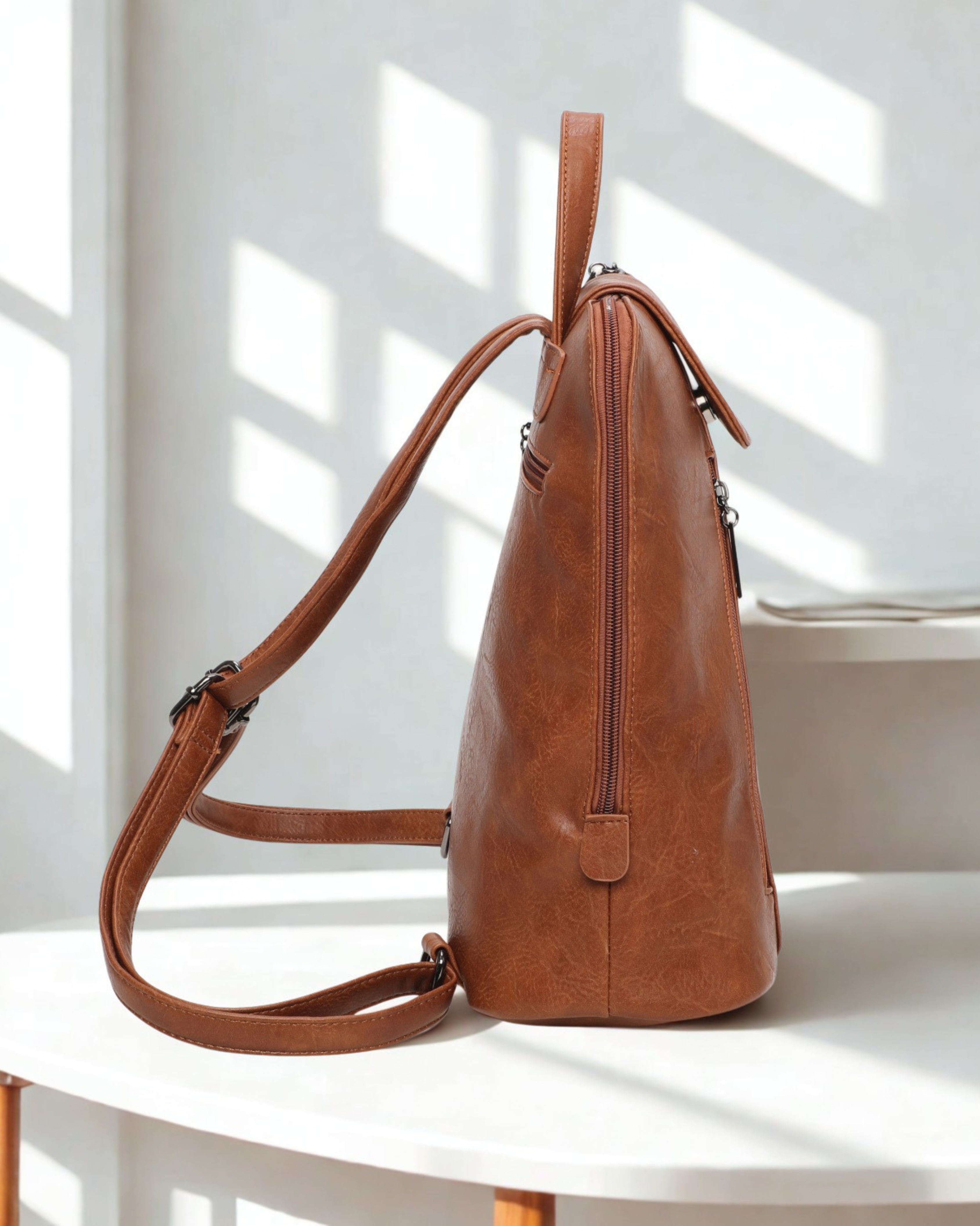 Women’s Synthetic Leather Backpack Handbag 2-in-1 Convertible Bag – Top Zip Closure, Multi-Pocket Travel Daypack with Adjustable Straps