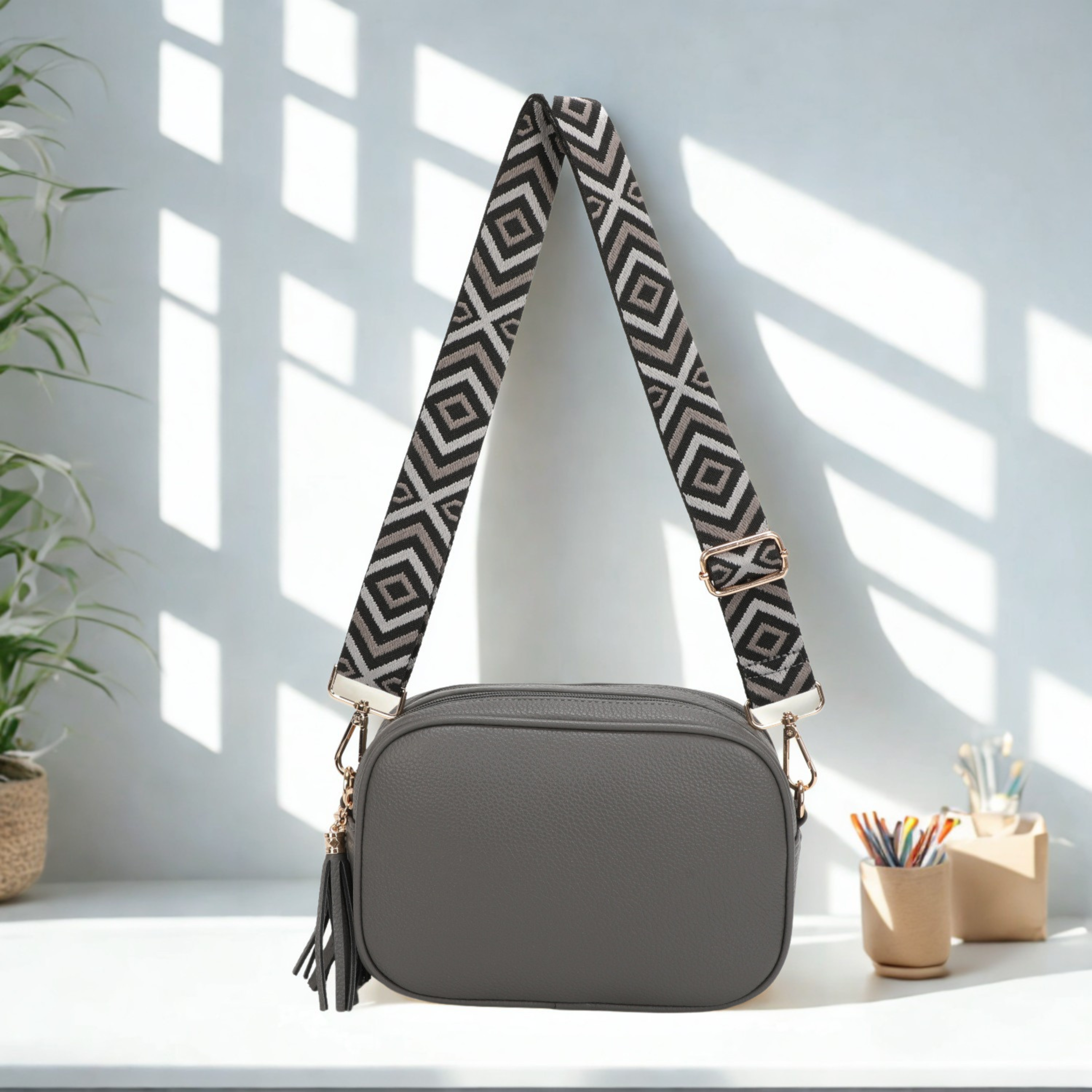 Women’s Small Crossbody Camera Bag with Colourful Strap,