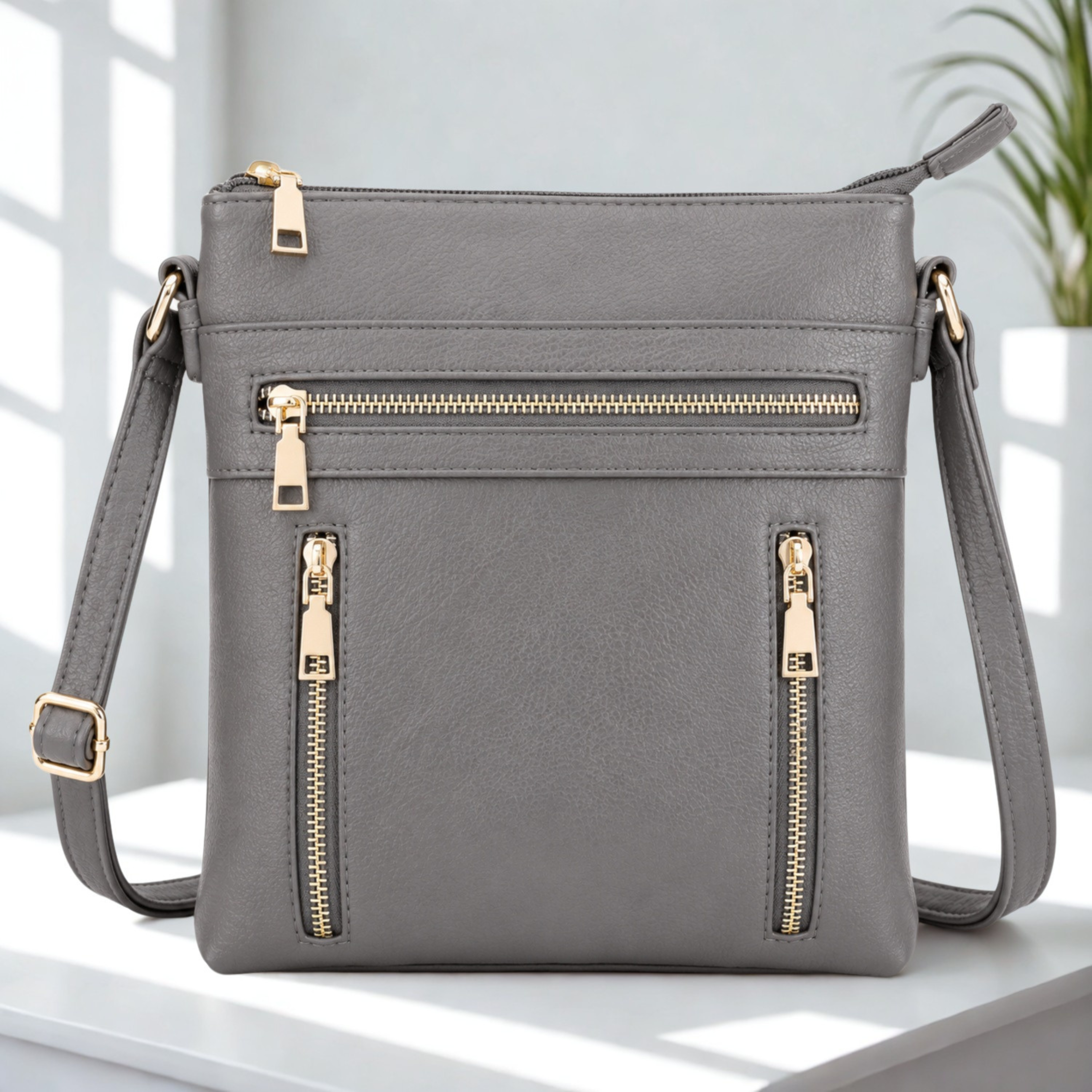 Women’s Multi Pocket Crossbody Bag Adjustable Strap Zip Shoulder Handbag