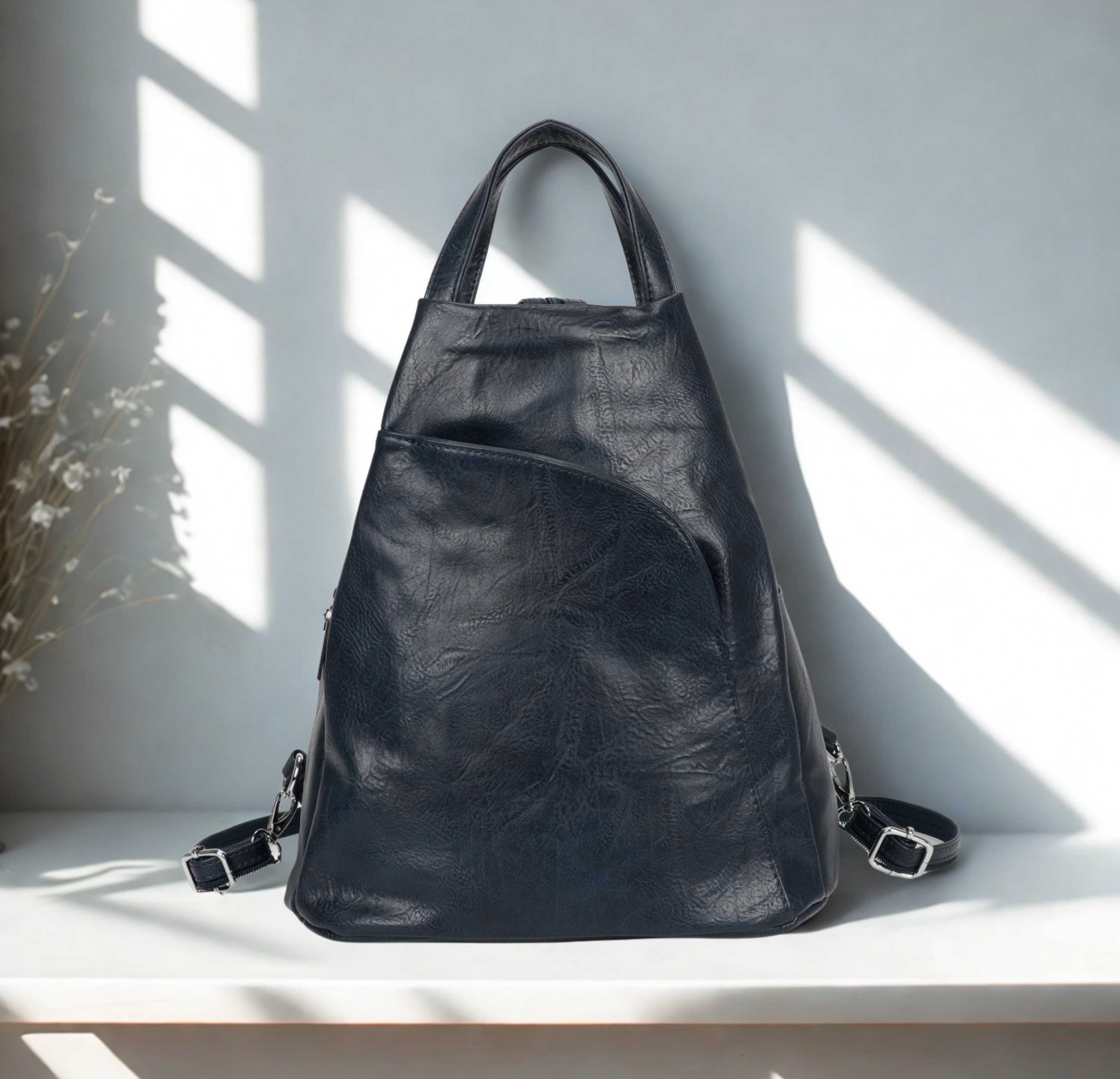 Large Synthetic Leather Backpack Women | Travel Work Laptop Backpack