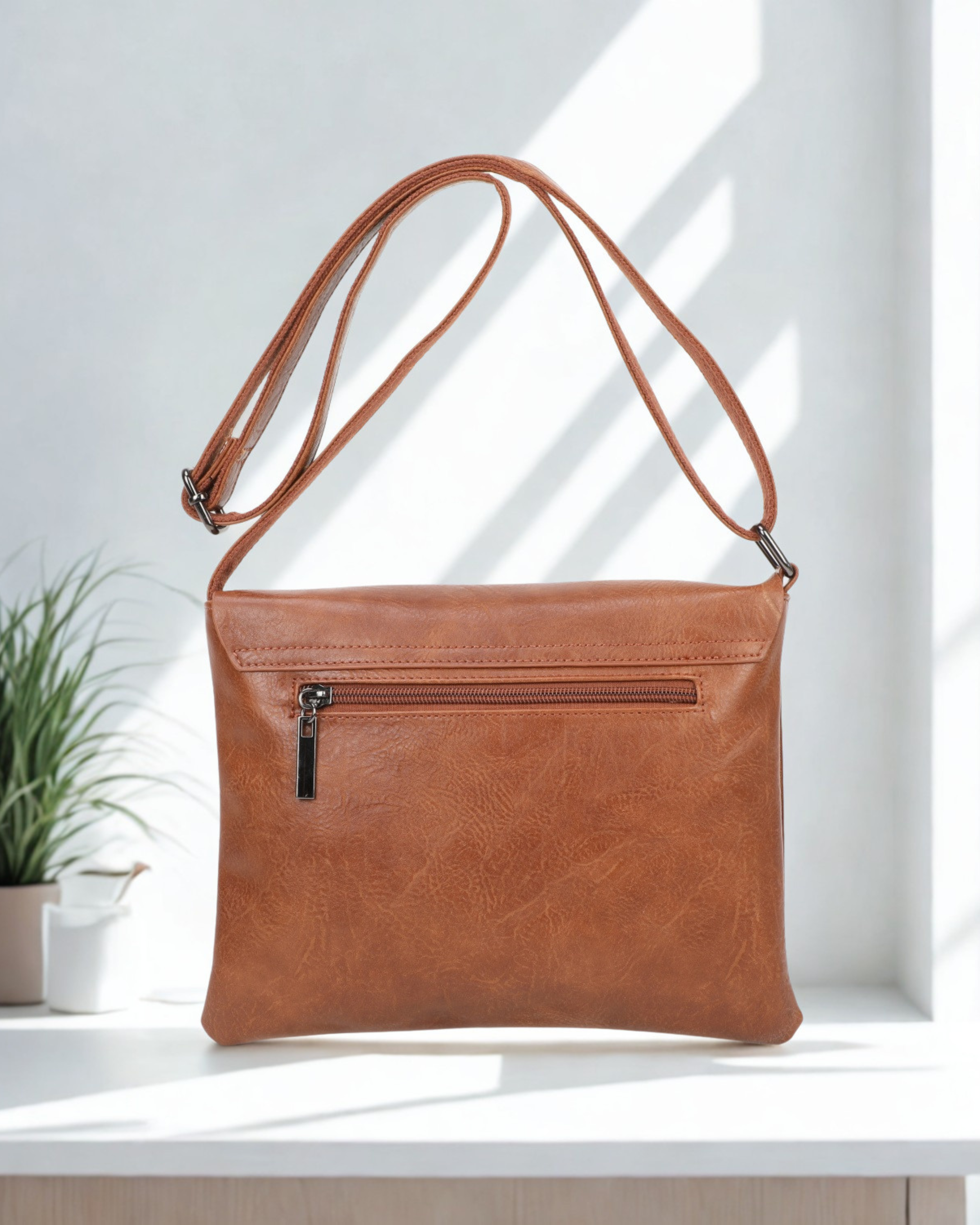 Ladies Synthetic Crossbody Bag Flap Shoulder Handbag Zip Pockets 9 Colours