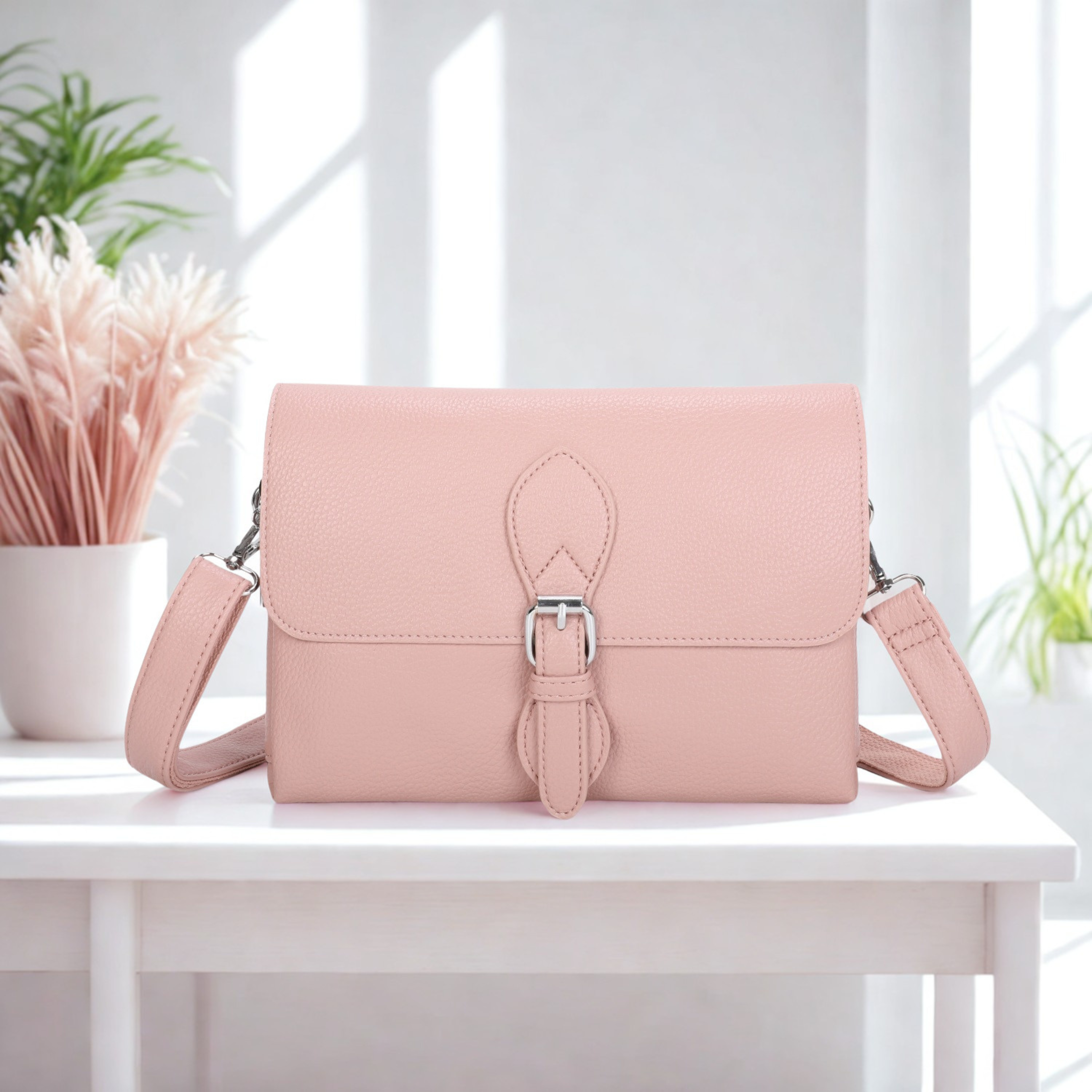 Women’s Small Crossbody Bag Flap Over Shoulder Handbag with Double Zip Compartments