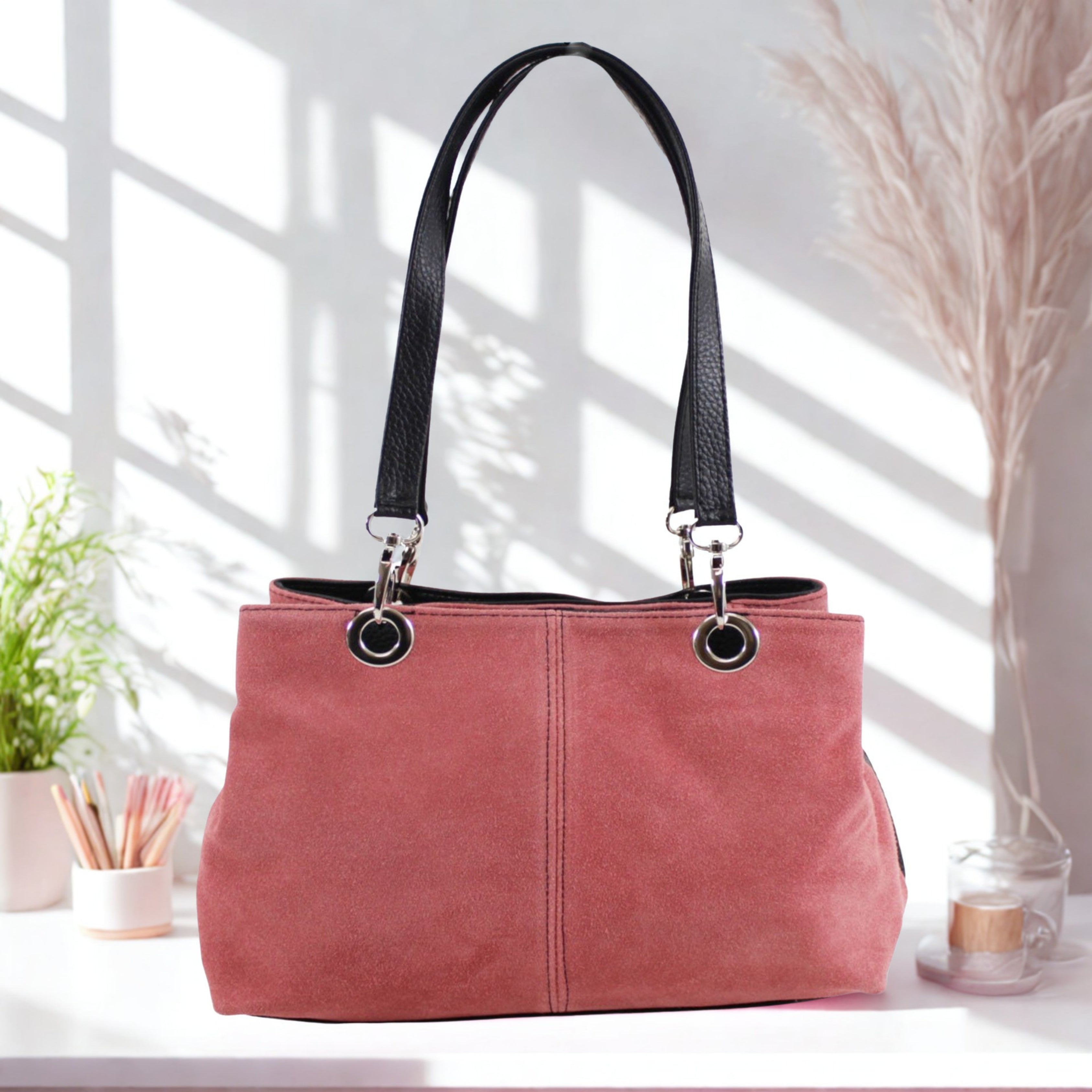 Italian Leahter Suede Shoulder Bag
