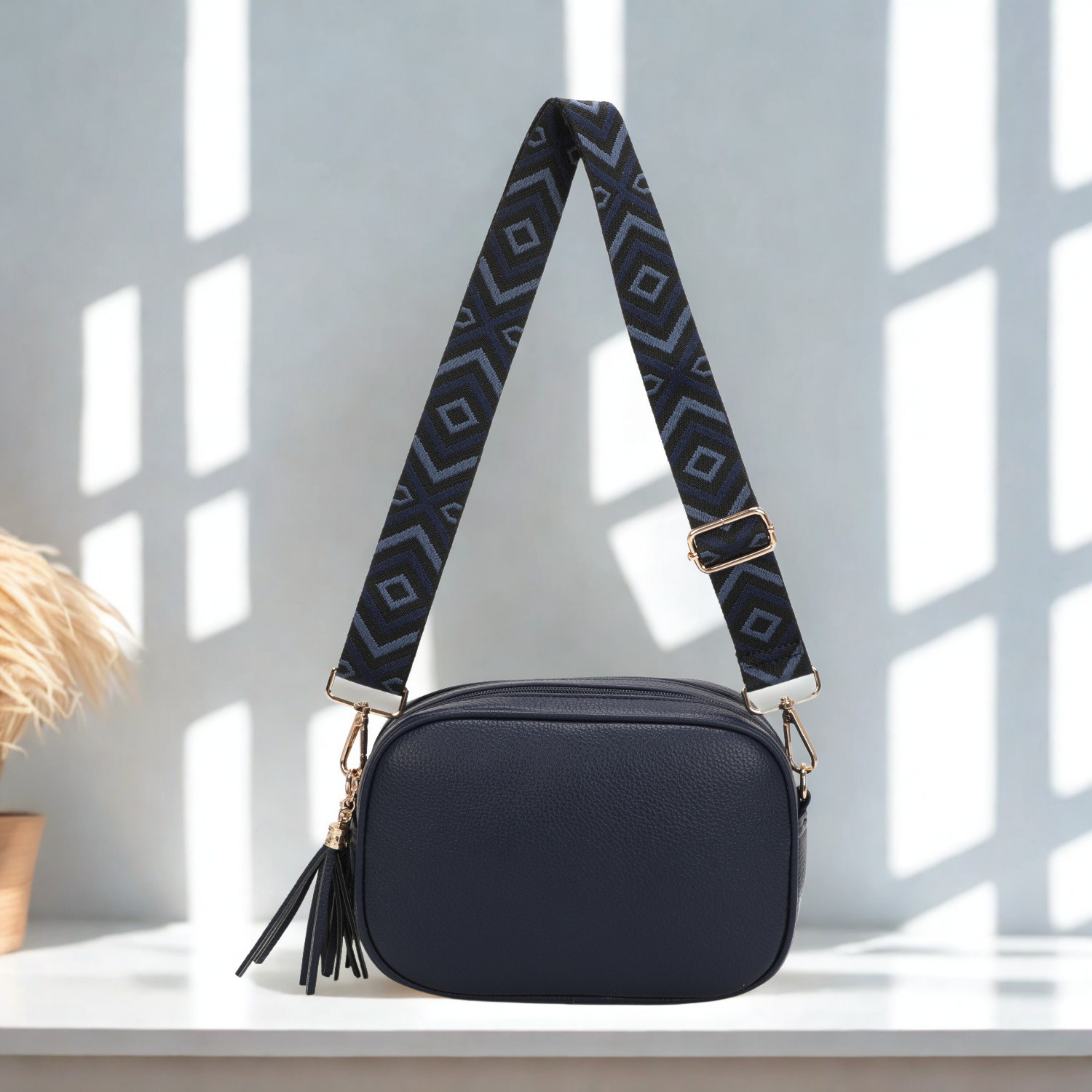 Women’s Small Crossbody Camera Bag with Colourful Strap,