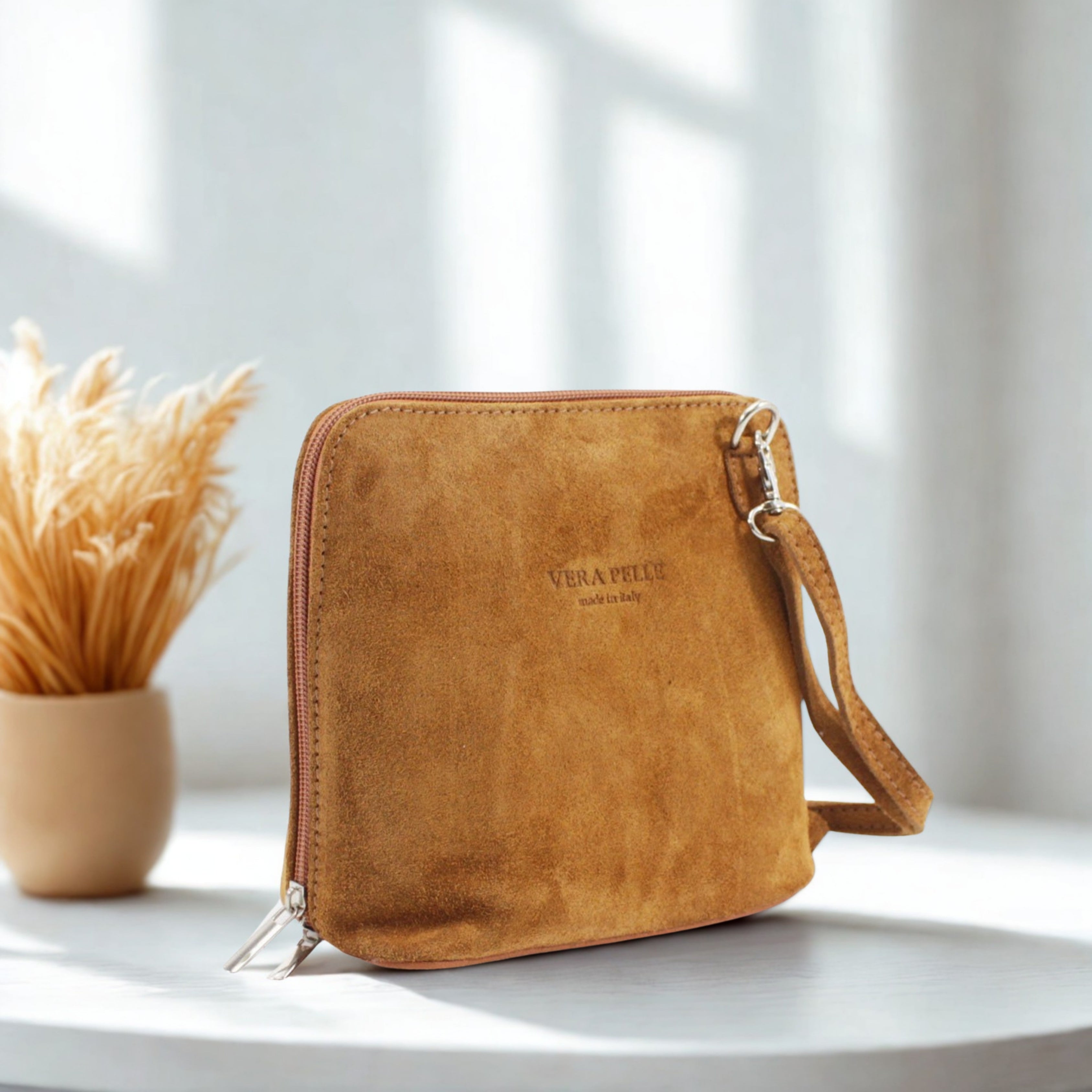 Suede Leather Small Square Bag