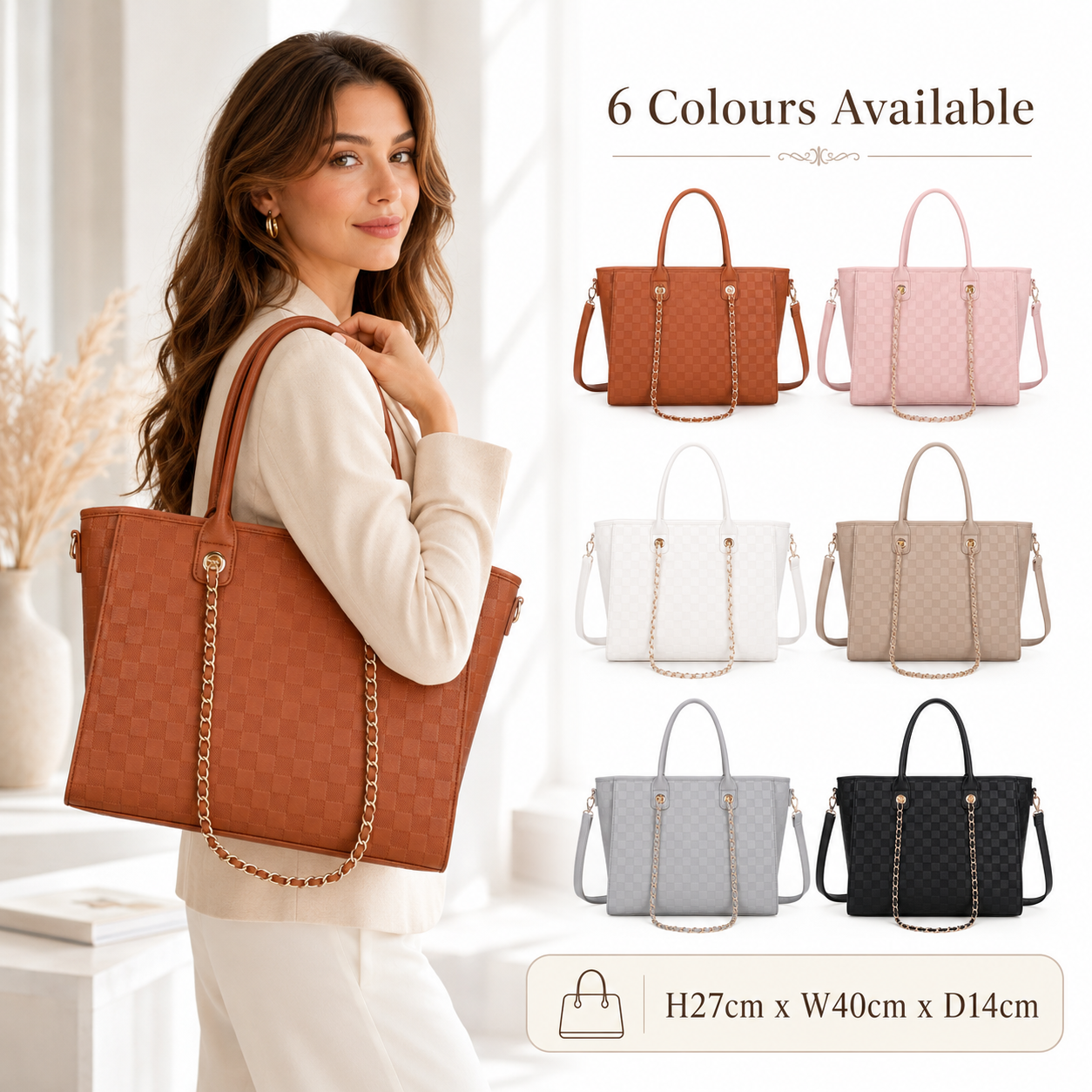 Women’s Large Tote Handbag with Zip Closure